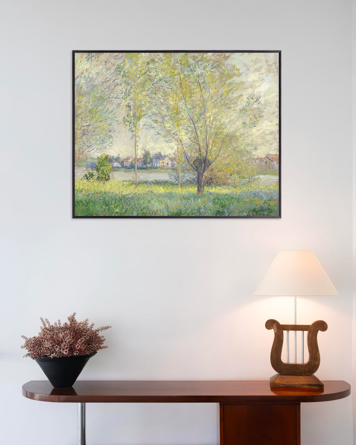 Poster Die Weiden (1880) von Claude Monet mit Metallrahmen