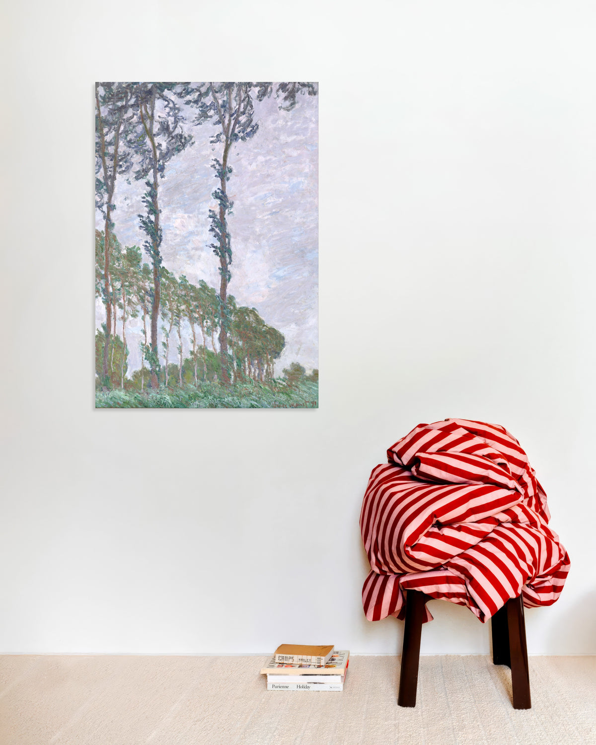 Poster Pappeln, Windeffekt (1891) von Claude Monet