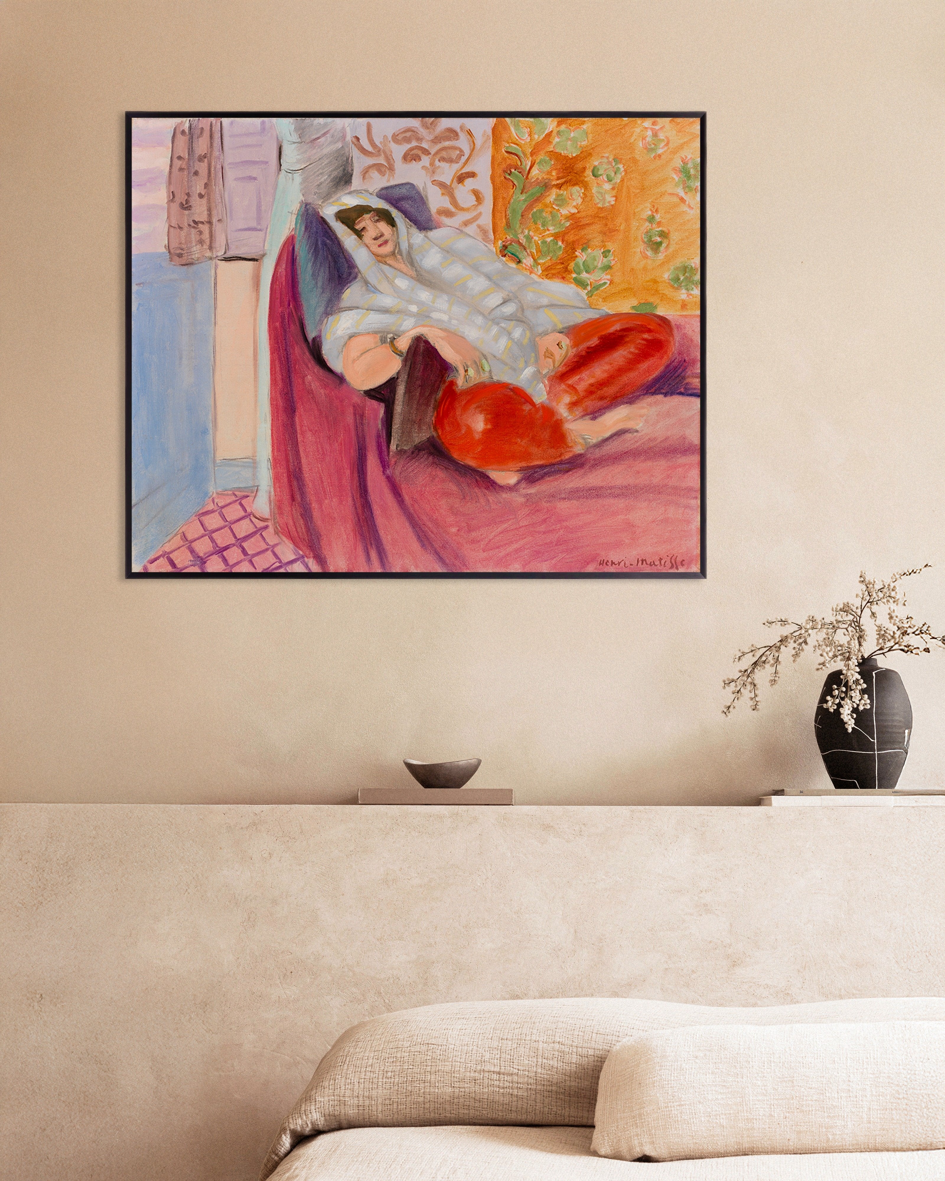 Poster of Woman reclining (1921) by Henri Matisse, with metal frame