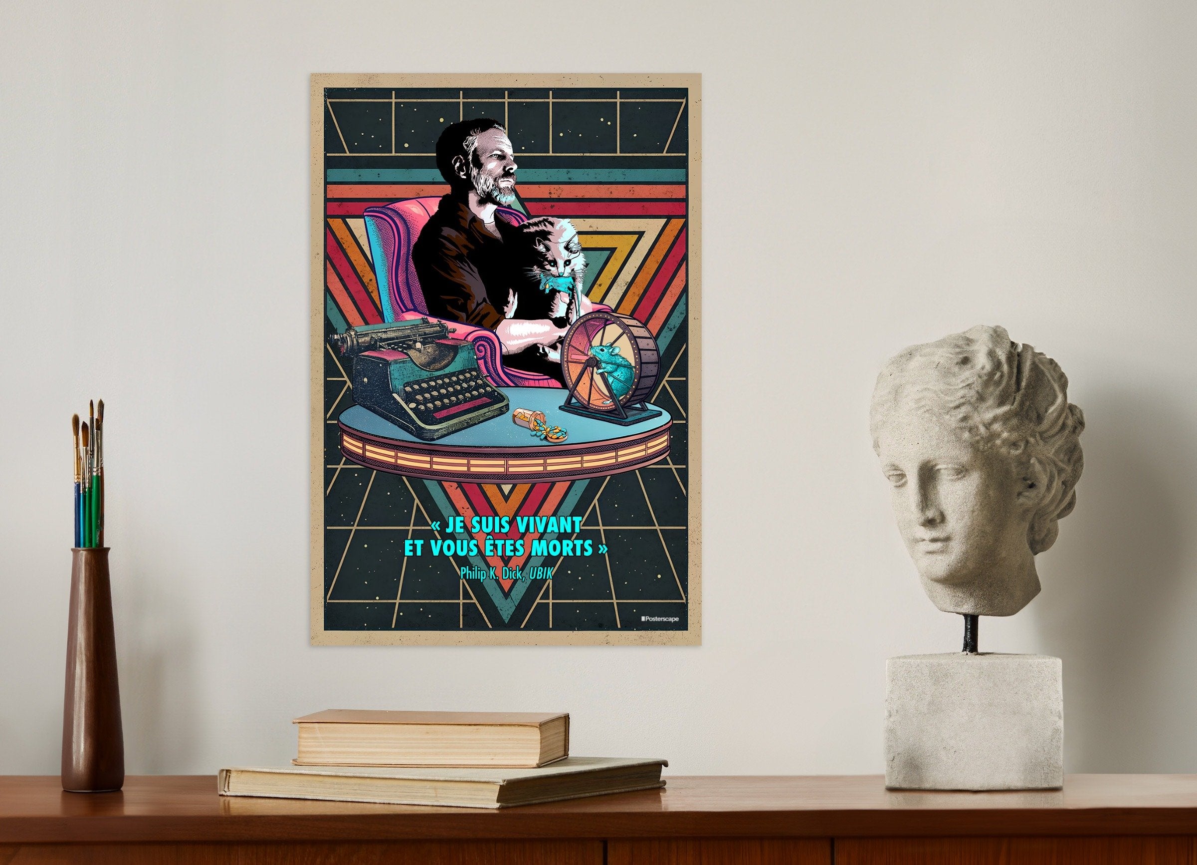 Philip K. Dick Poster - „Ich bin lebendig und du bist tot“ - Retro Sci-Fi Plakat