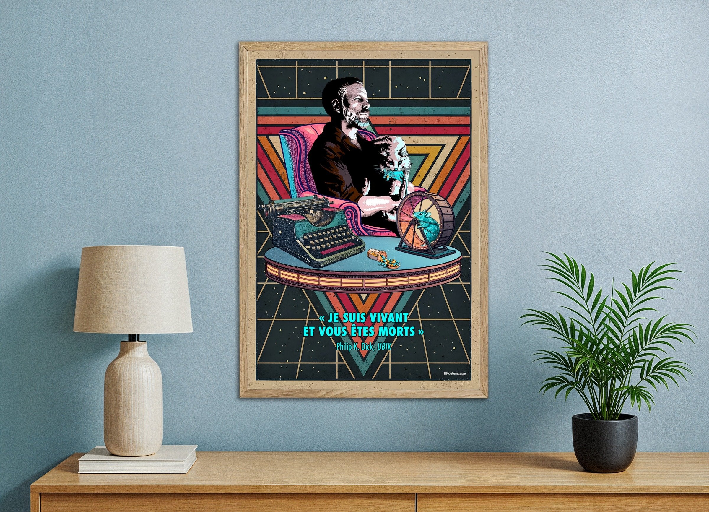 Philip K. Dick Poster - „Ich bin lebendig und du bist tot“ - Retro Sci-Fi Plakat