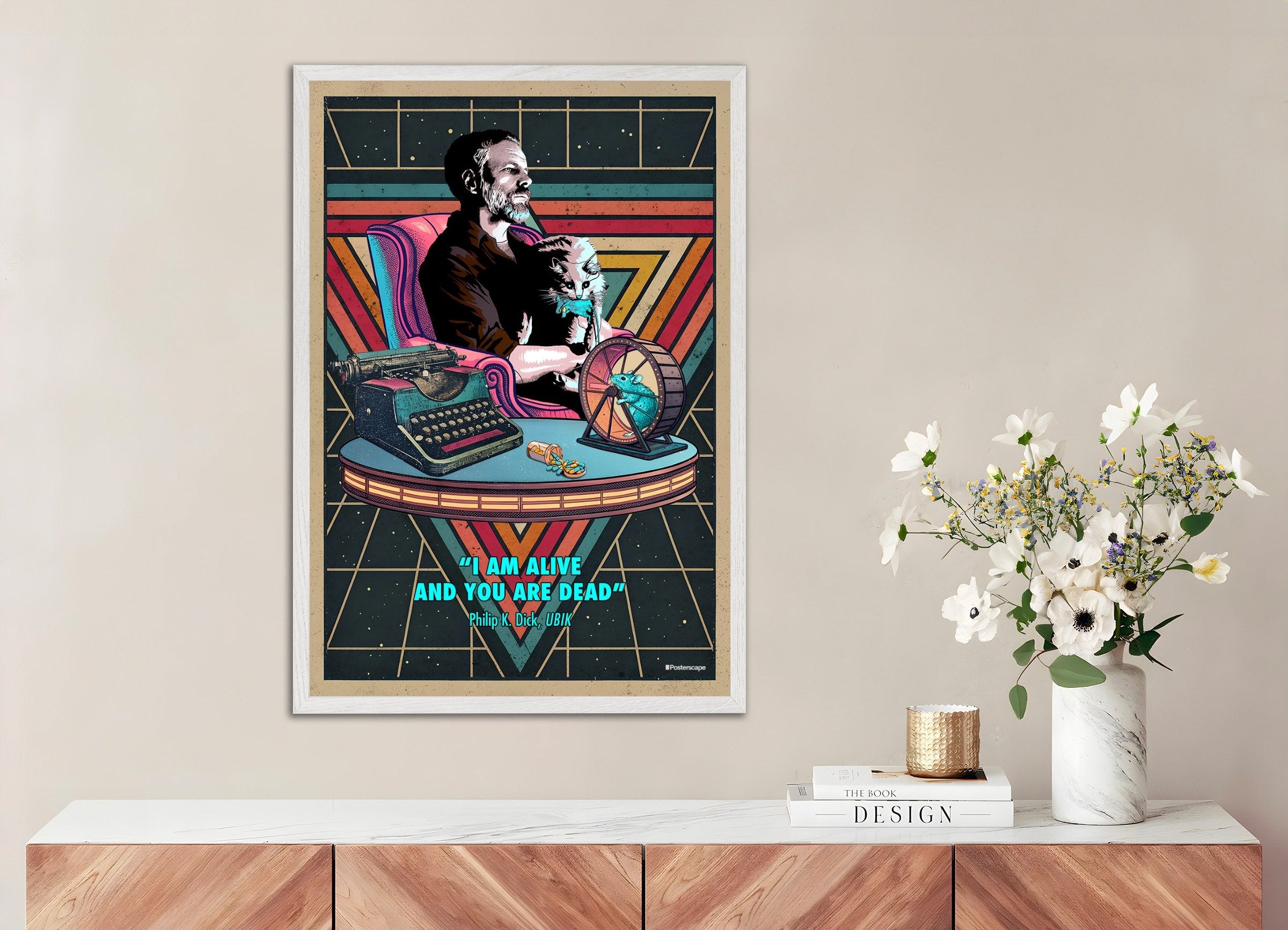 Philip K. Dick Poster - „Ich bin lebendig und du bist tot“ - Retro Sci-Fi Plakat
