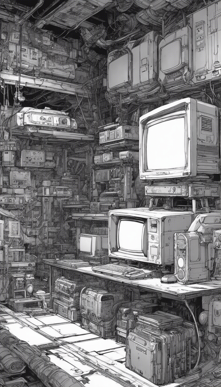 Zeitgenössischer schwarzer Cyberpunk-Manga, Videospielkonsole - poster