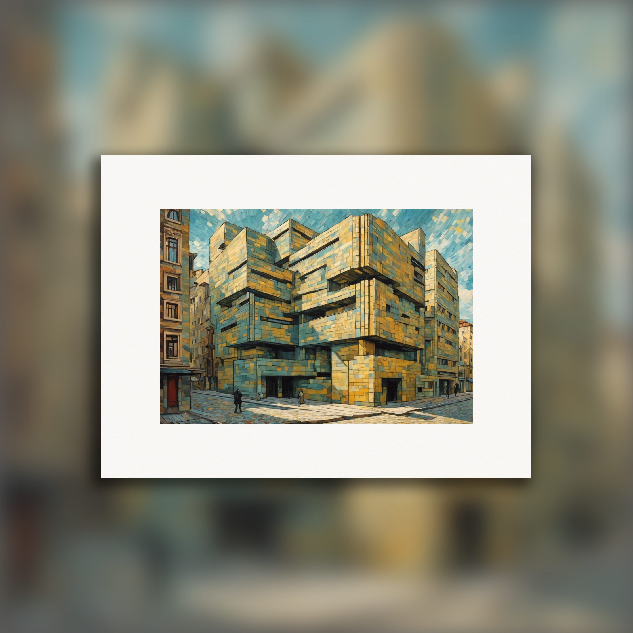 Gemälde, das die leidenschaftliche Turbulenz von Natur und menschlicher Emotion einfängt, Architektur - poster