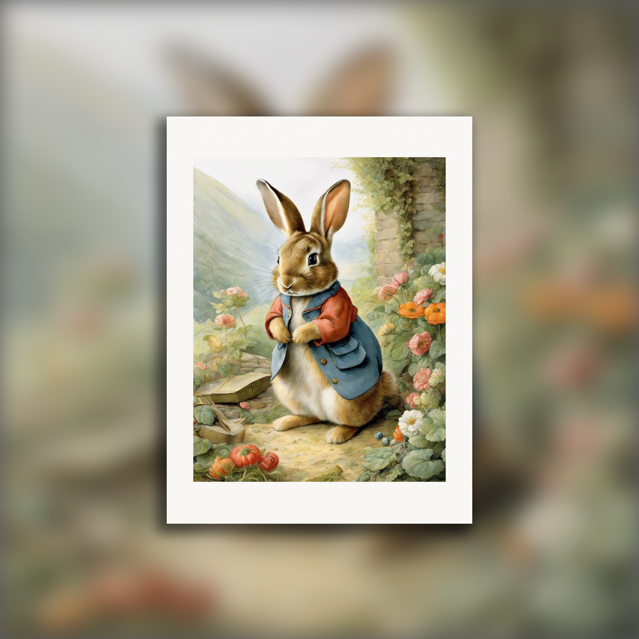 Charmante Geschichten, zarte britische Aquarelle, Hase - poster