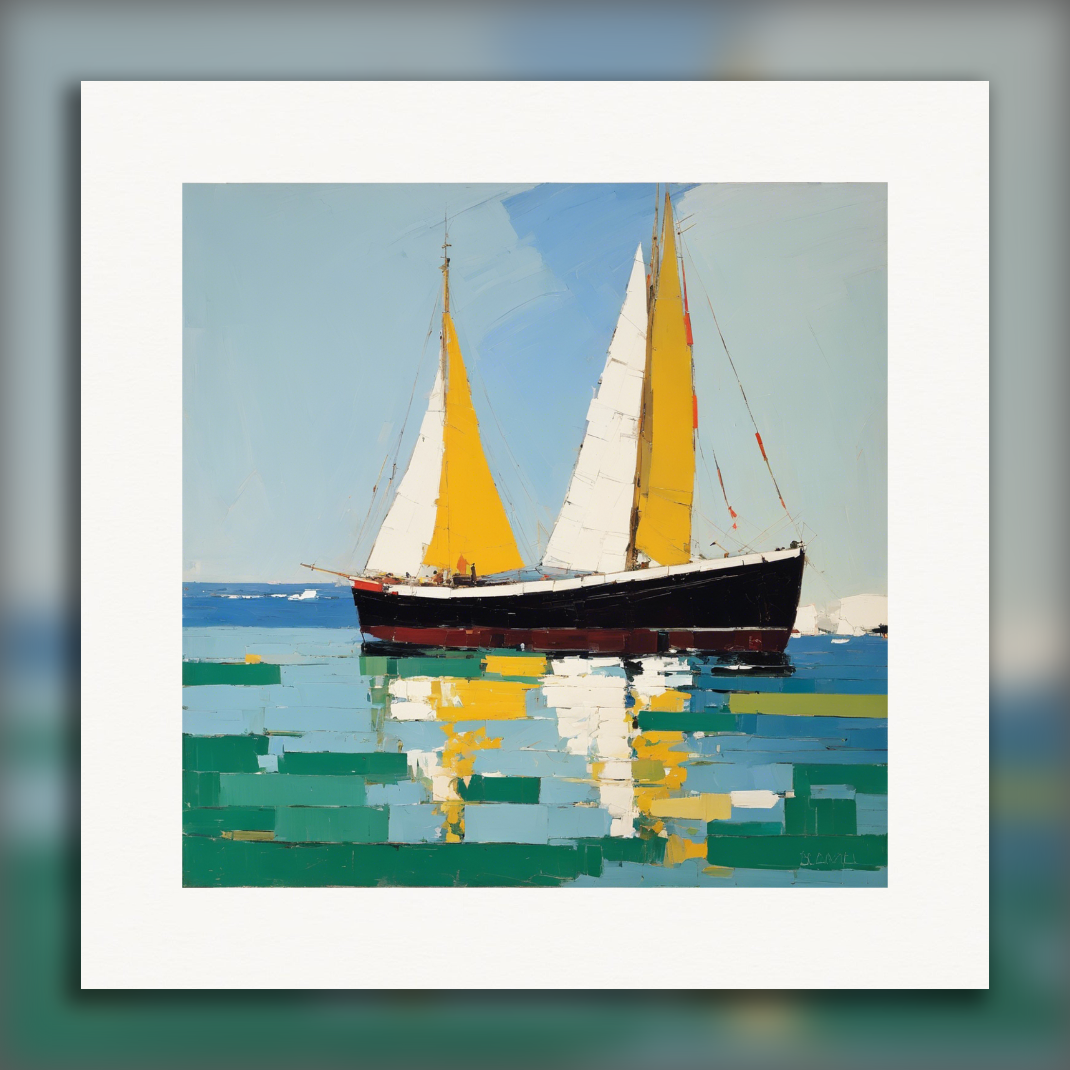 Abstrakte Kunst, Segelboot - Poster