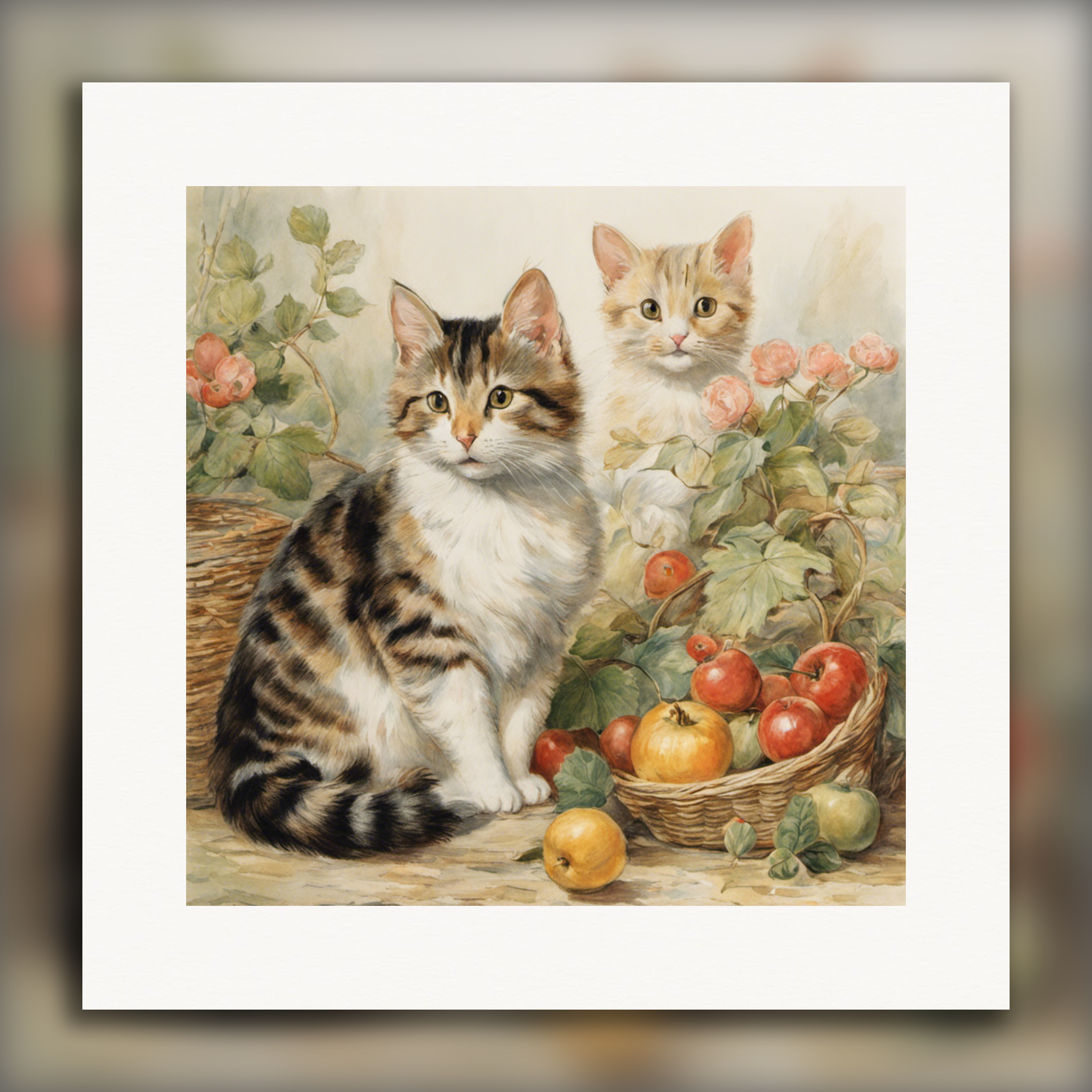 Entzückende Geschichten, zarte britische Aquarelle, Katzen - Poster