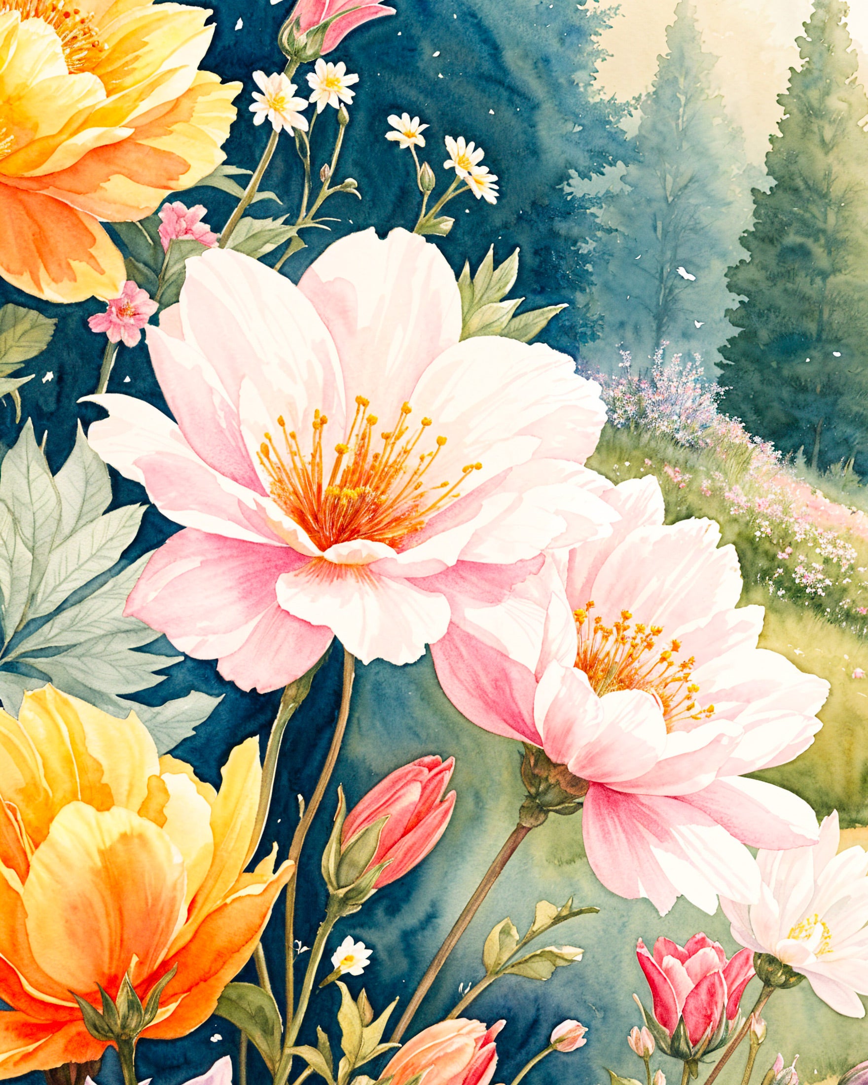Aquarell Blumen Geburtstag - poster