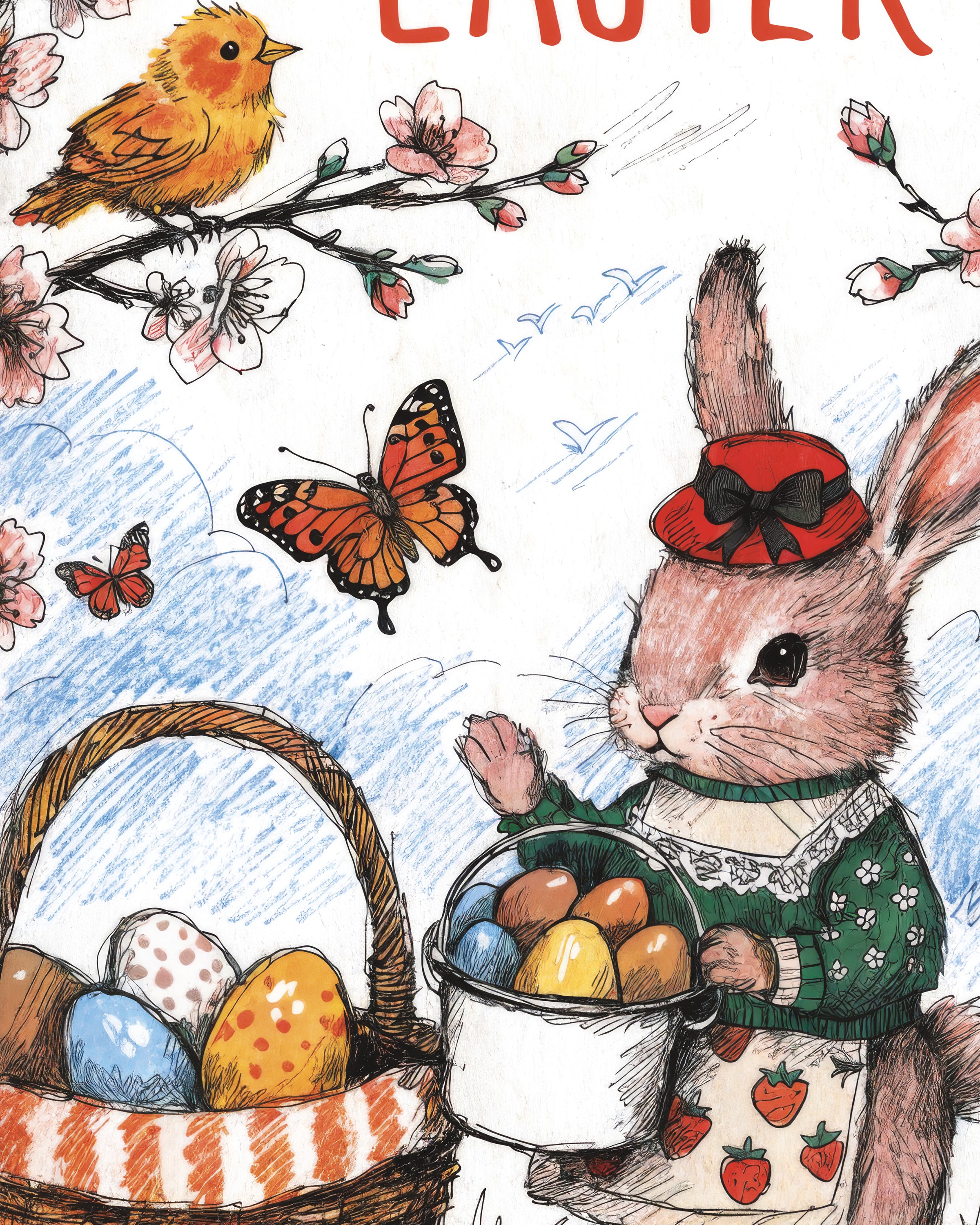 Happy Osterhase im Blütengarten Poster