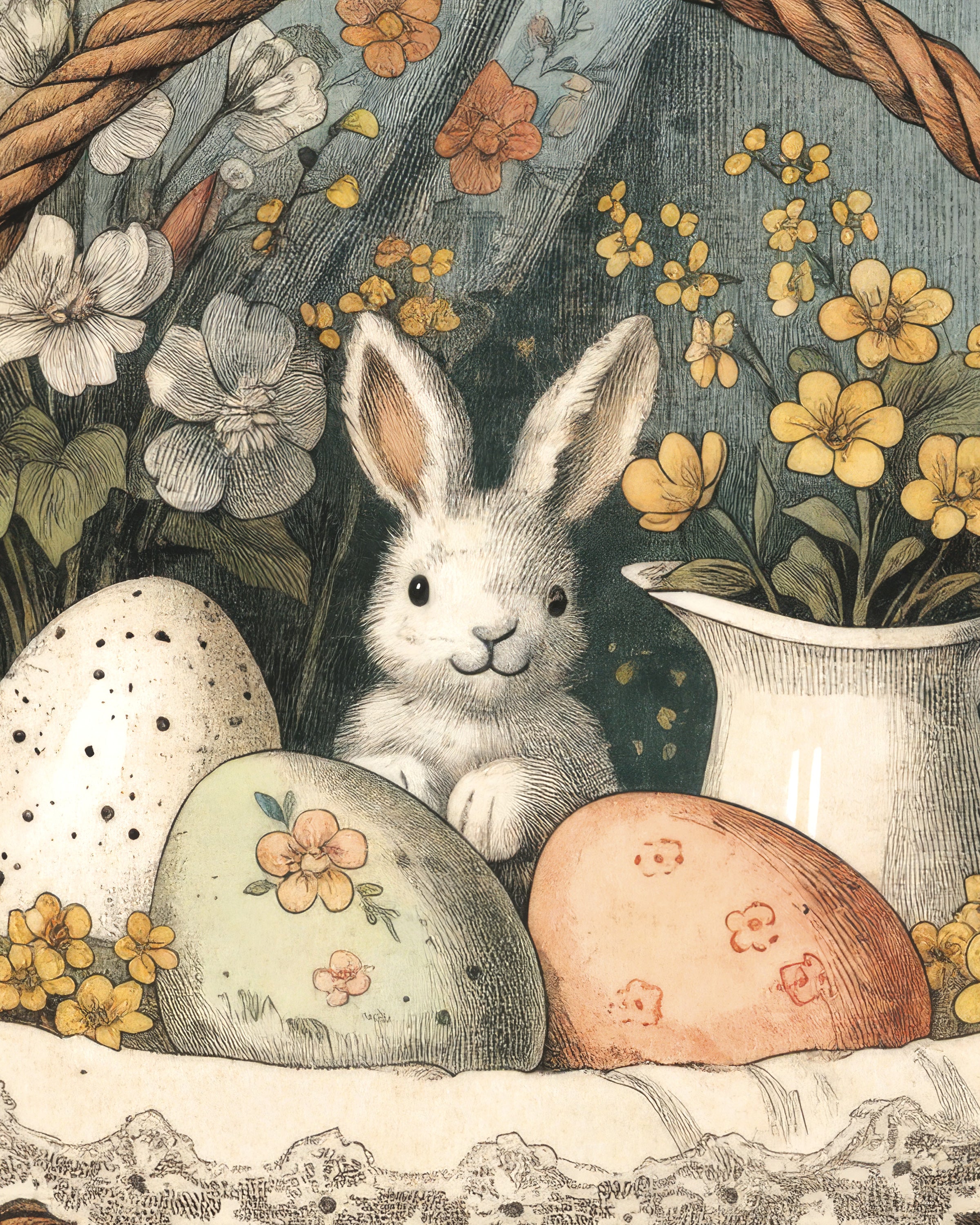 Happy Osterkorb Hase Poster