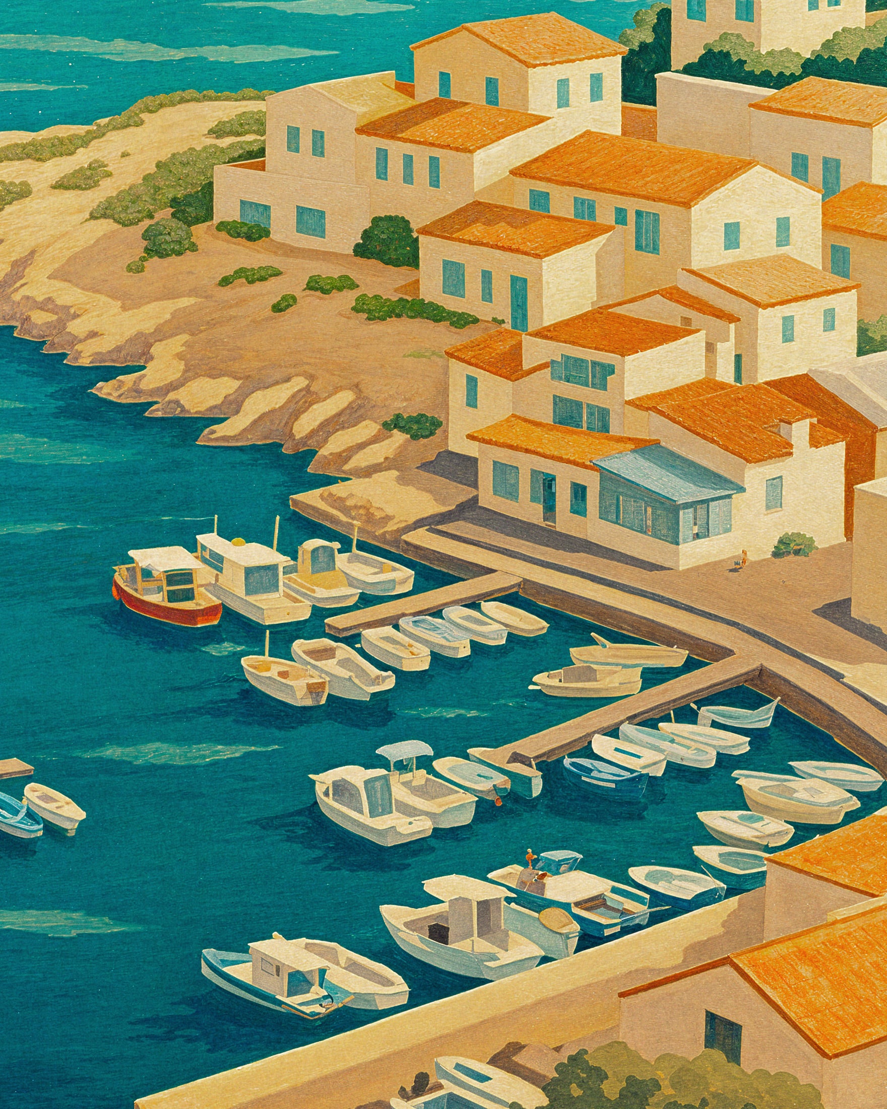Les Goudes Marseille Reiseposter – Mediterranes Fischerdorf