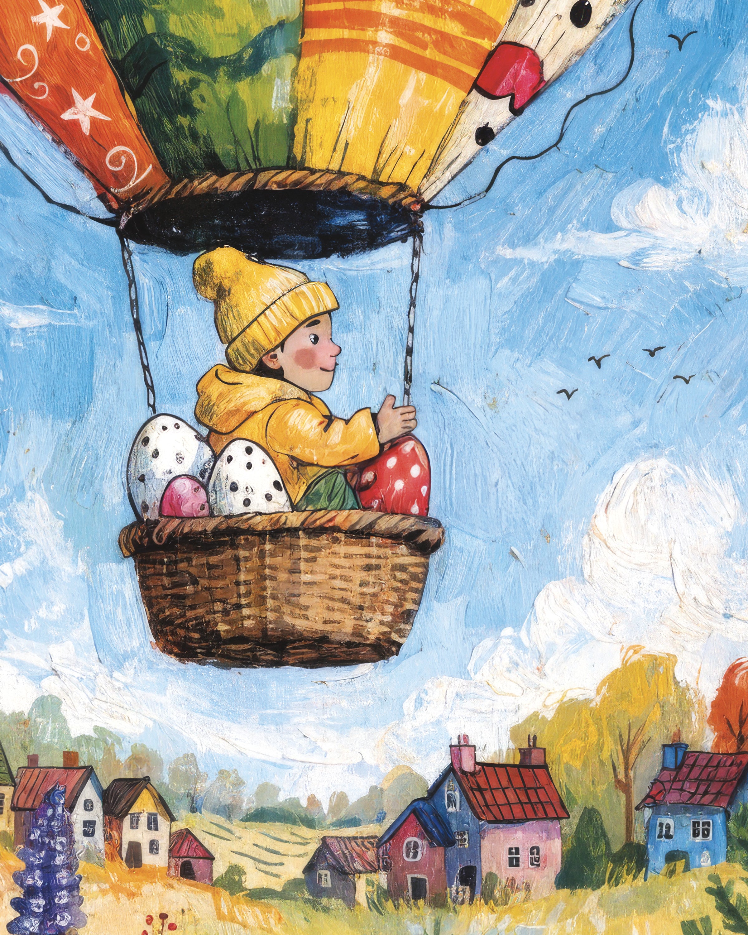 Oster-Ballonfahrt mit bemalten Eiern Poster