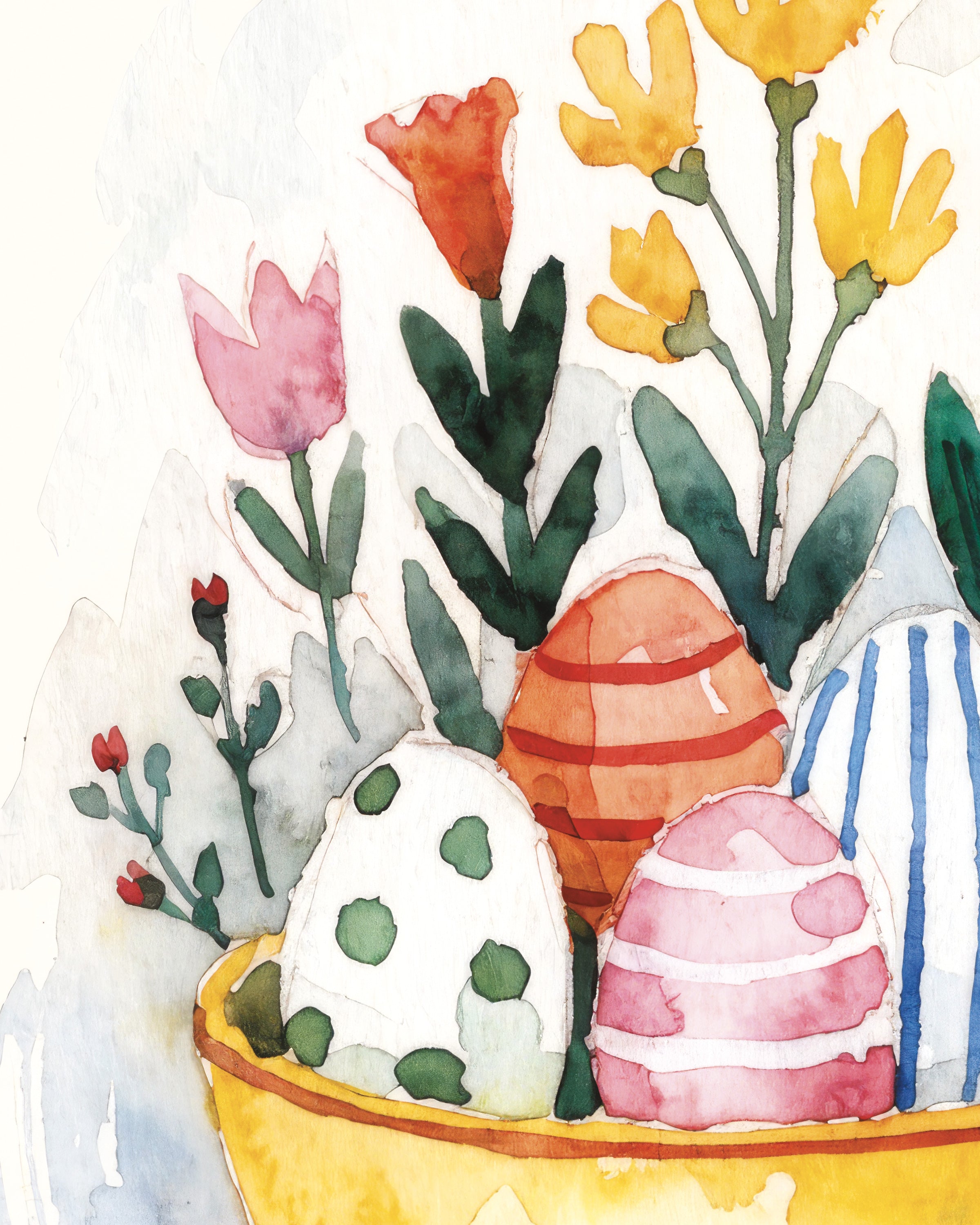 Osterhasen in gelber Schale Aquarell Poster