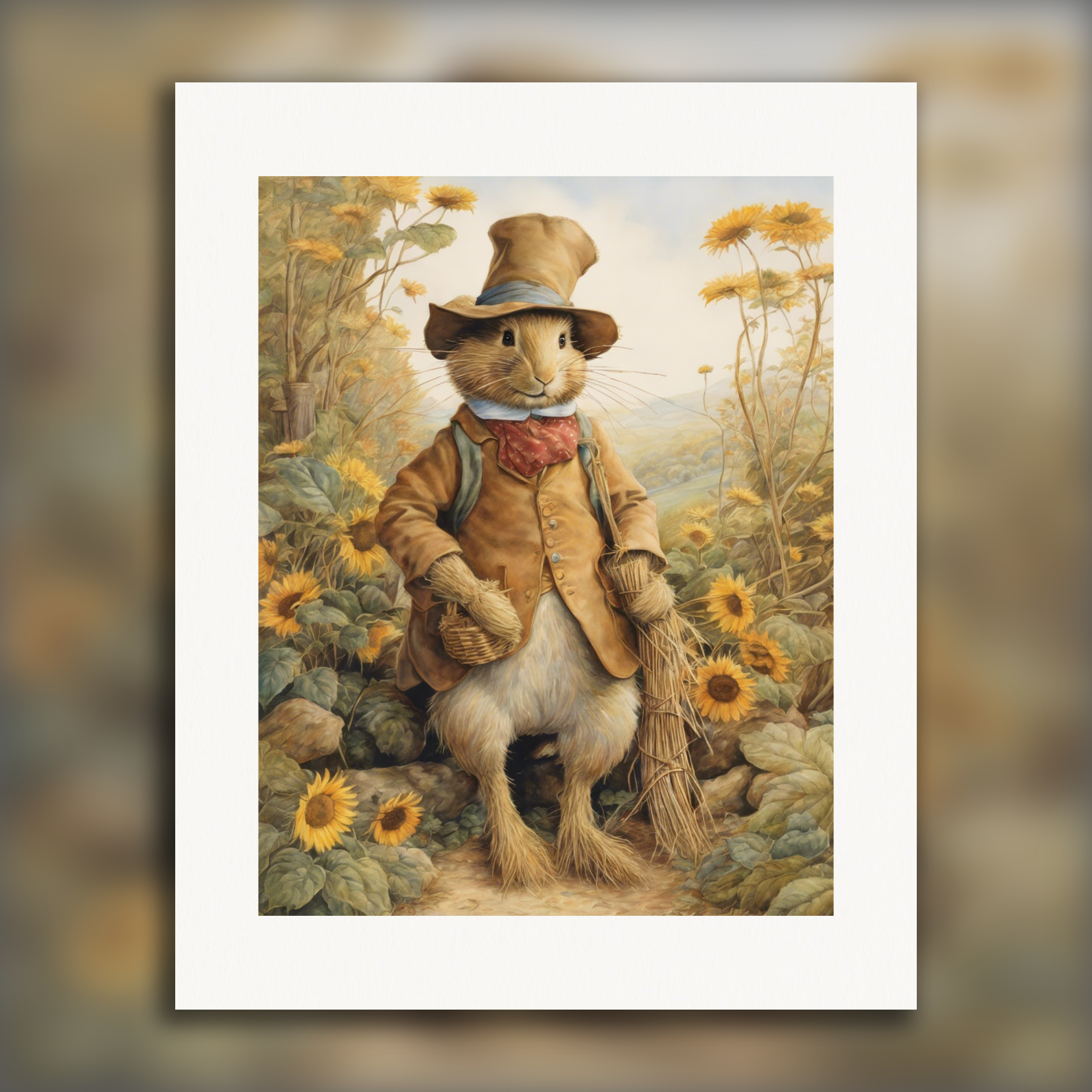 Entzückende Geschichten, zarte britische Aquarelle, Vogelscheuche - Poster