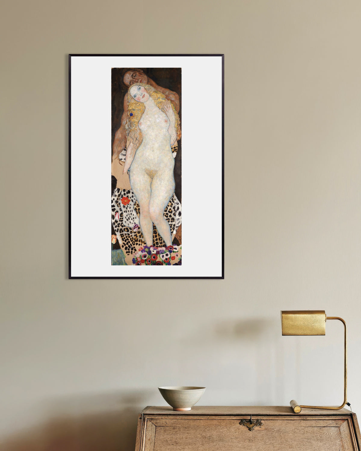 Poster Adam und Eva (1917–1918) von Gustav Klimt mit Metallrahmen