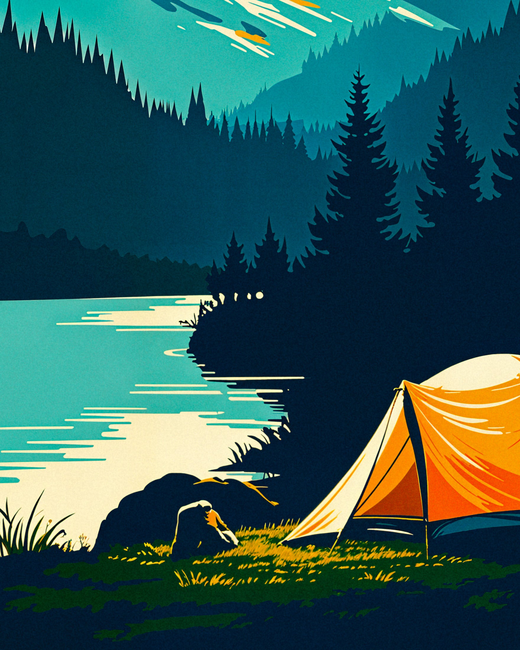 Vintage Naturposter, Camping und Abenteuer