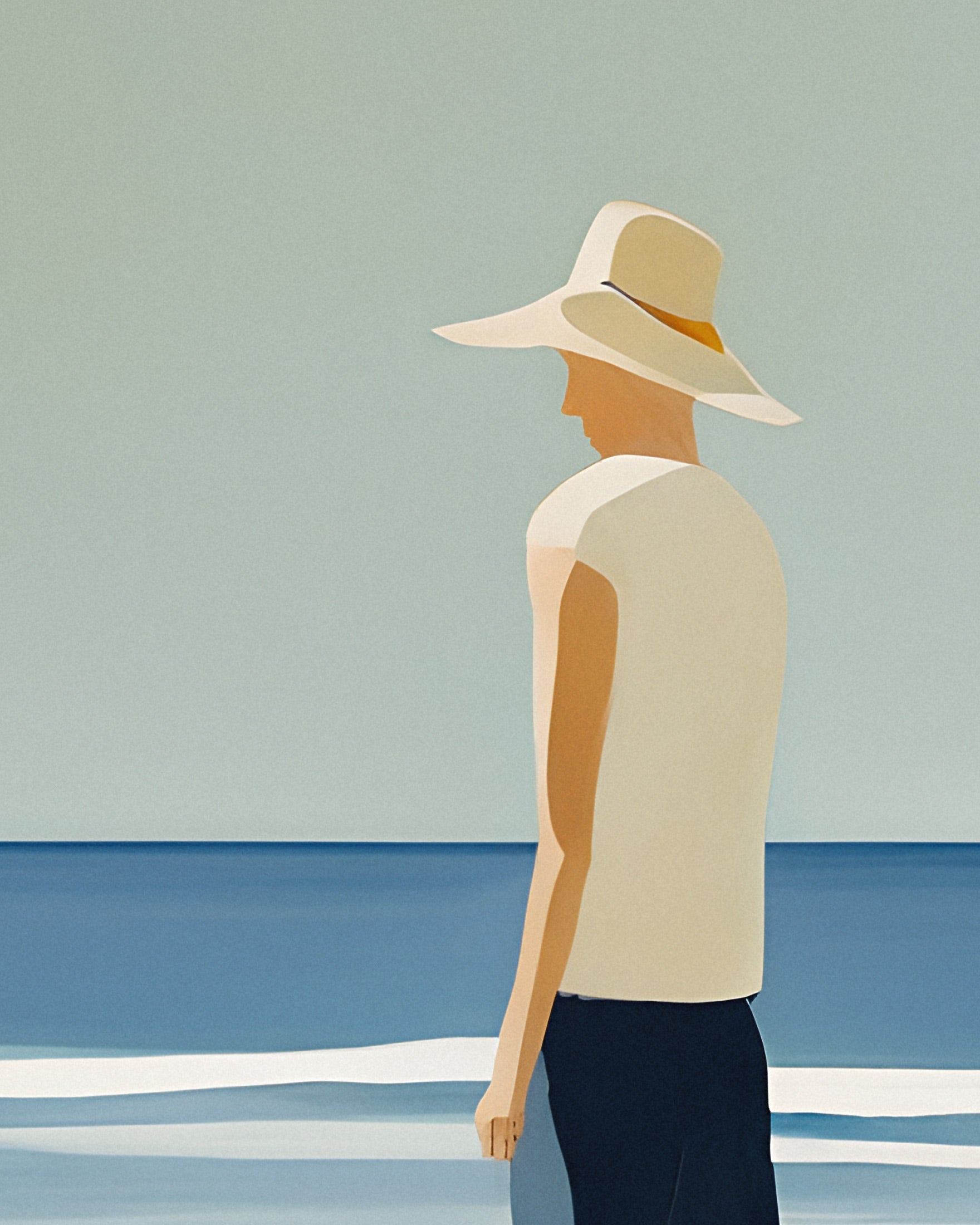 André am Strand, Porträt - Minimalistisches Küstenplakat Poster