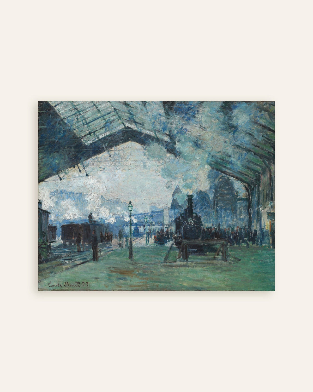 Poster Ankunft des Zuges aus der Normandie, Gare Saint-Lazare (1877) von Claude Monet, Vorschaubild
