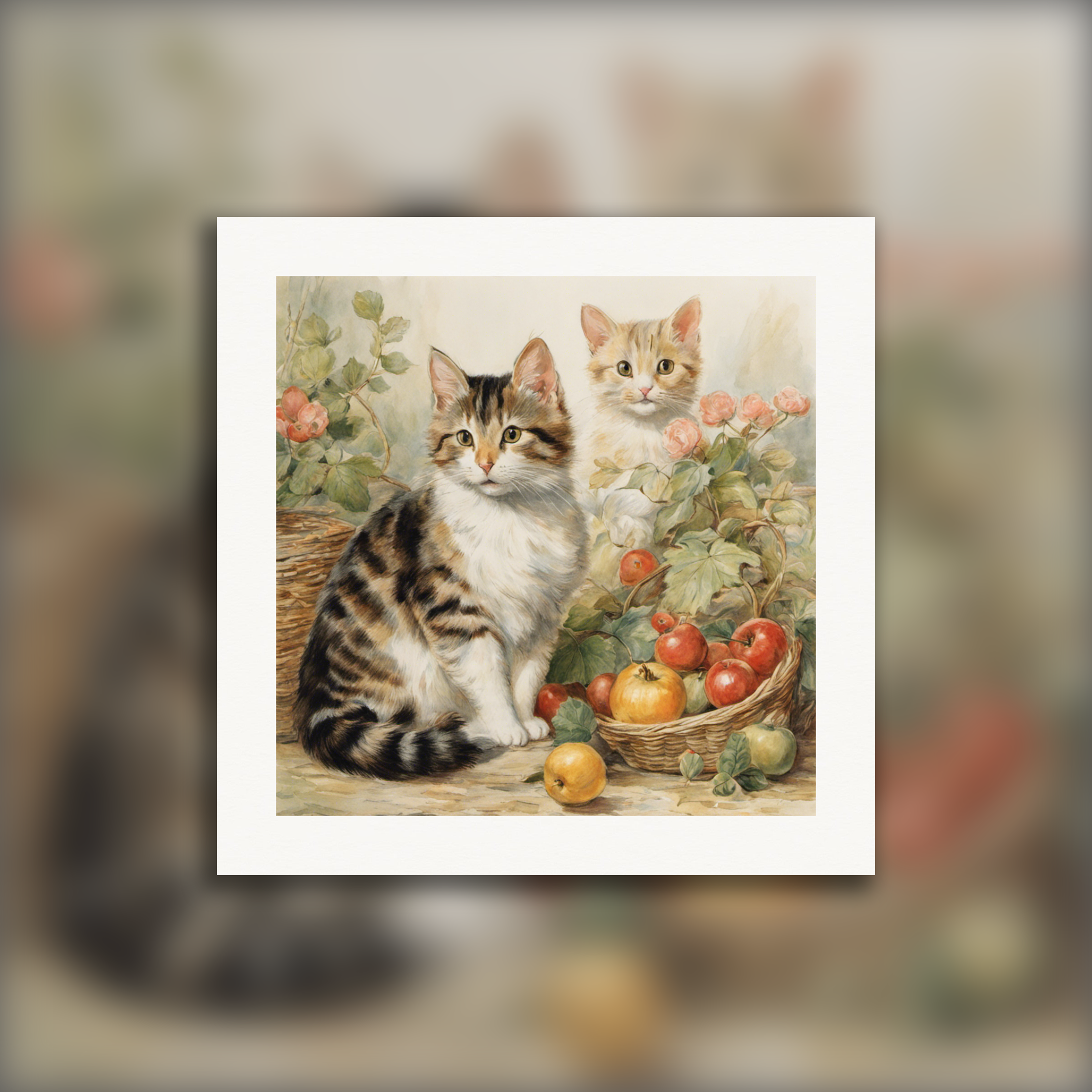 Entzückende Geschichten, zarte britische Aquarelle, Katzen - Poster