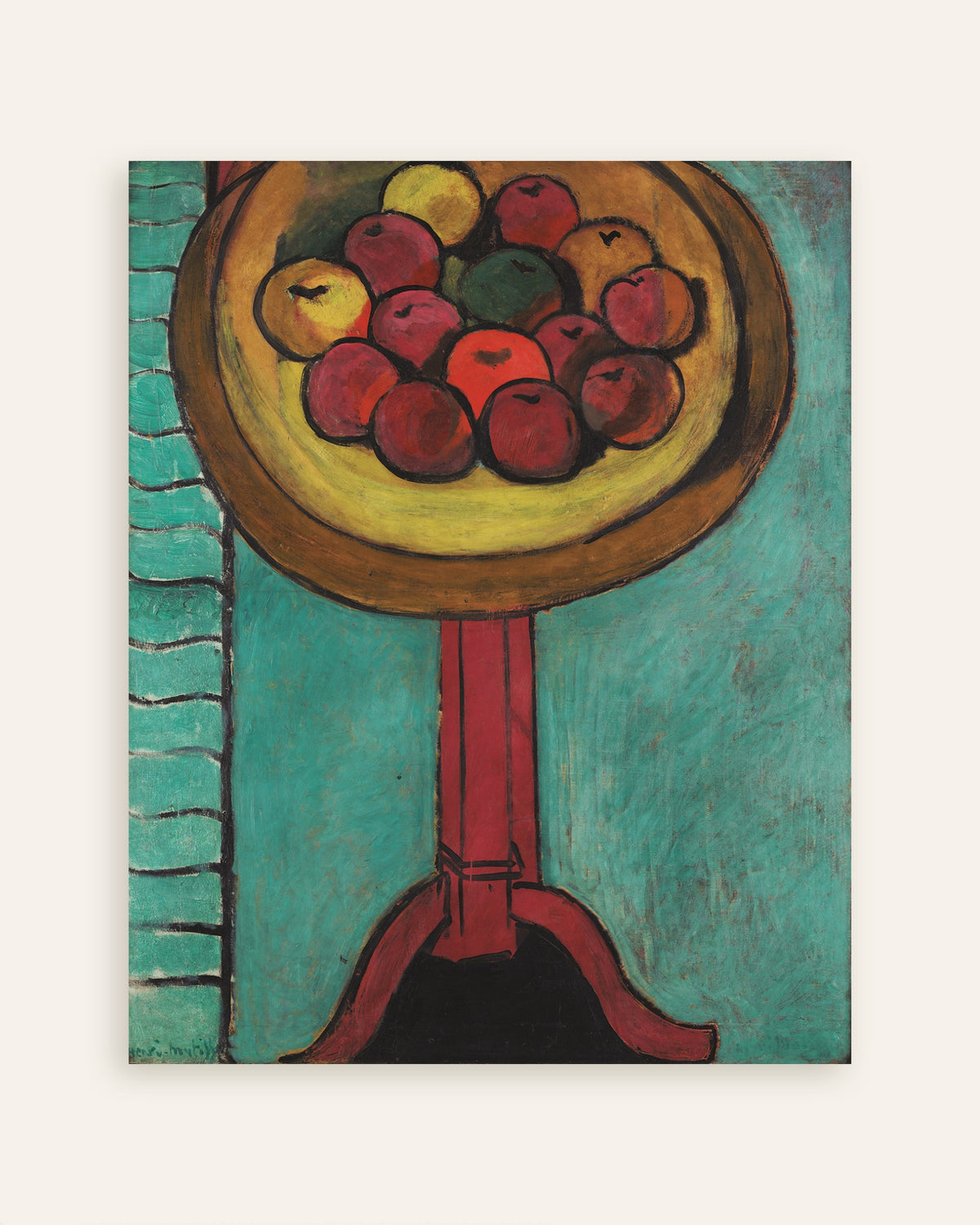 Poster von Schale mit Äpfeln auf einem Tisch (1916) von Henri Matisse, Miniaturansicht