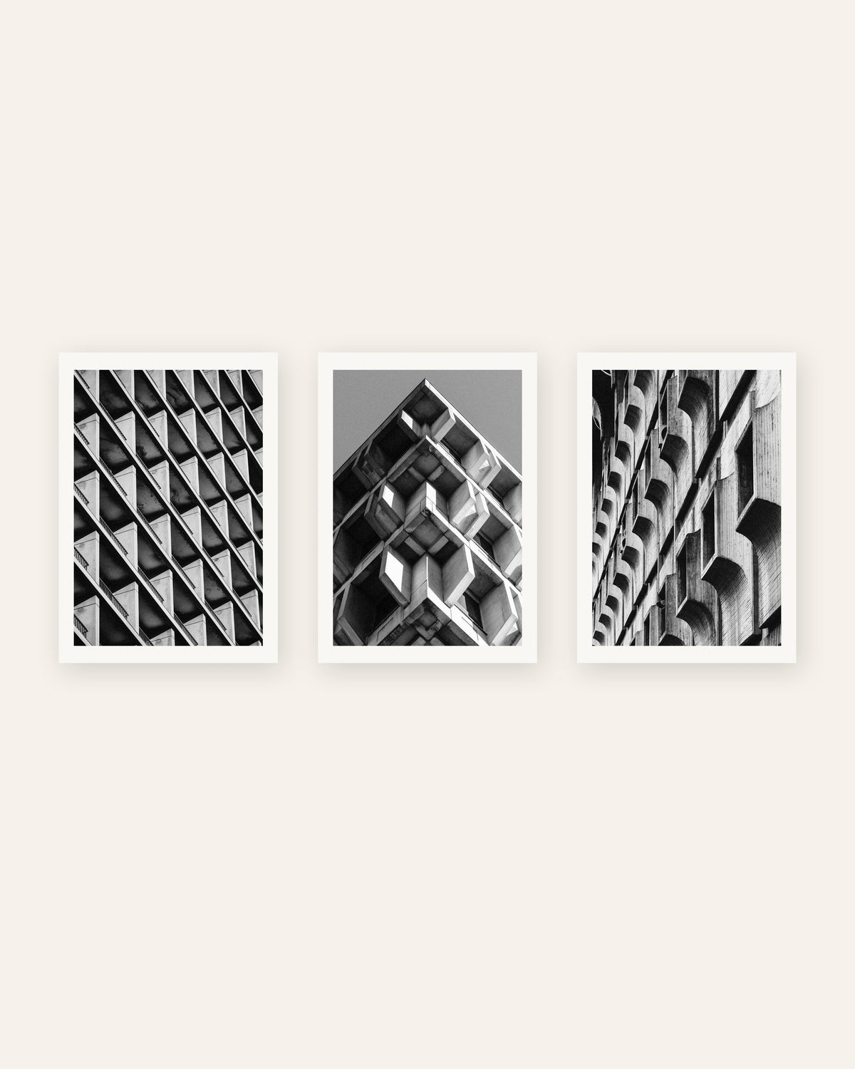 Brutalismus Poster 3er-Set: Muster aus Beton, ohne Rahmen