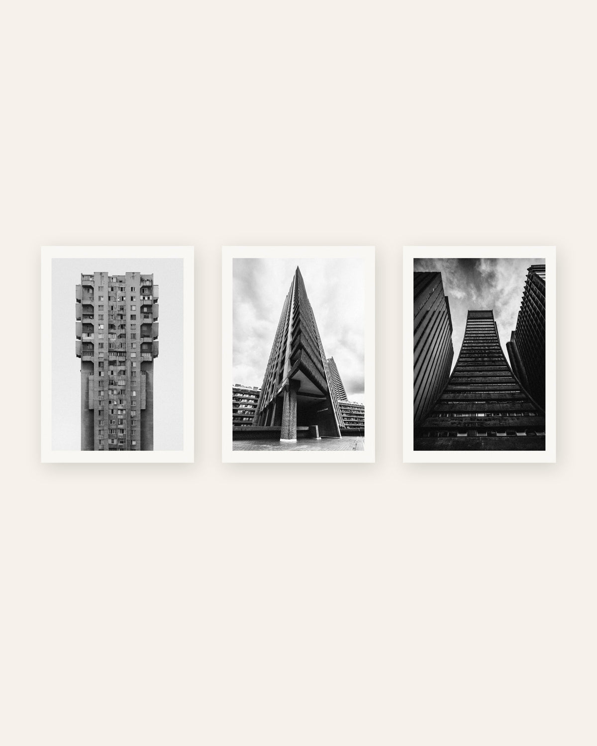 Brutalismus Poster 3er-Set: Türme aus Beton, ohne Rahmen