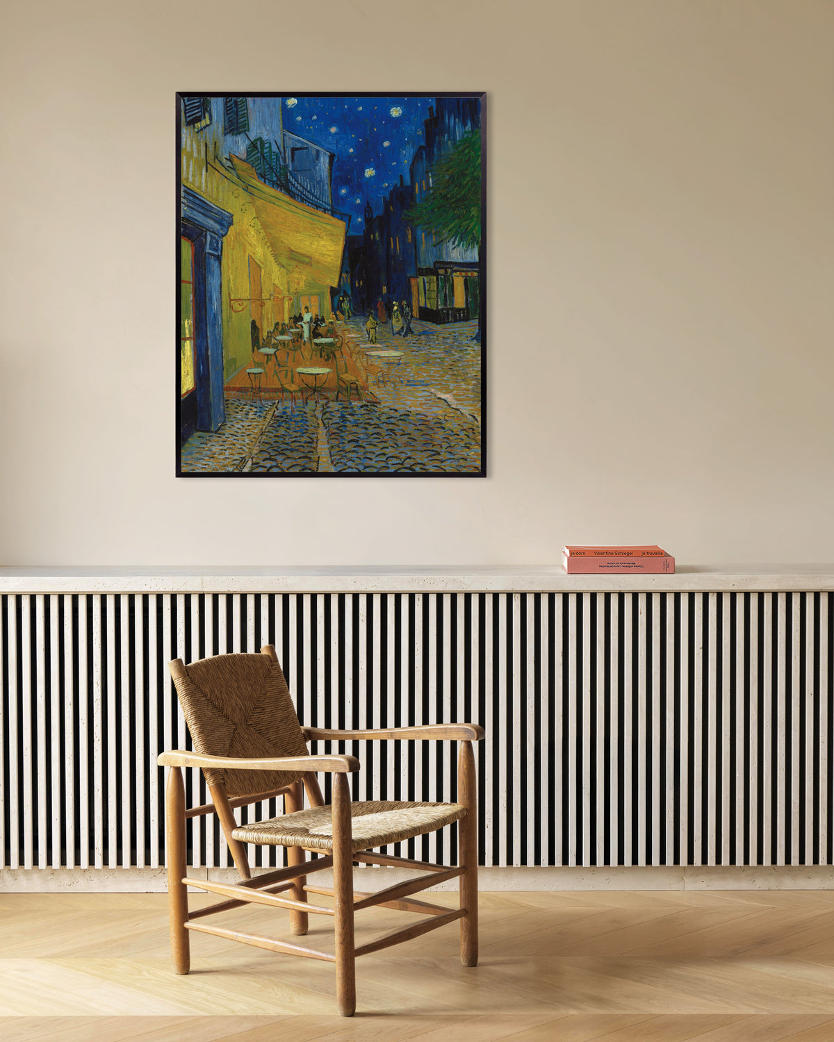 Poster „Caféterrasse am Abend“ (1888) von Vincent van Gogh, mit Metallrahmen