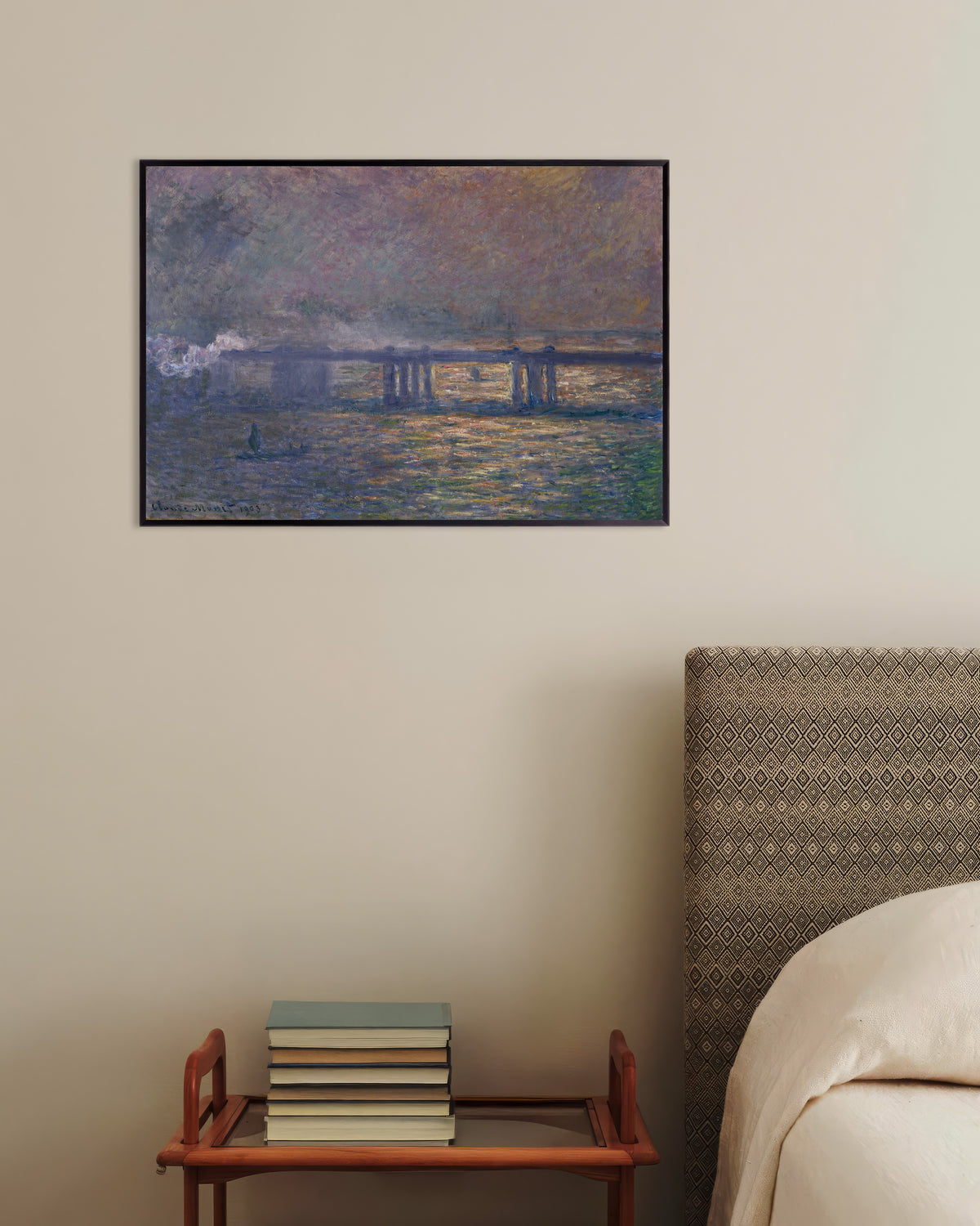 Poster Charing Cross Bridge (1903) von Claude Monet mit Metallrahmen