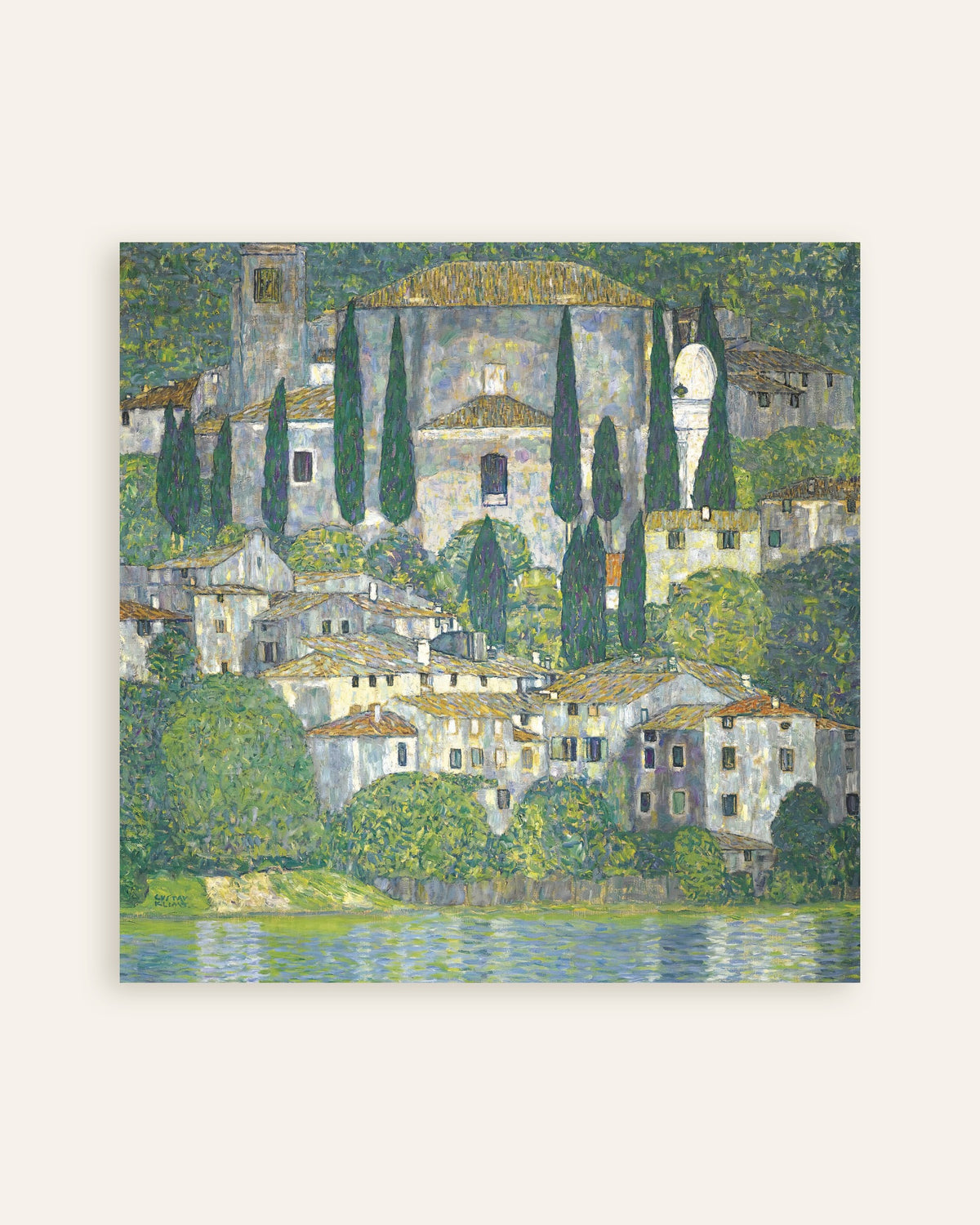 Poster Kirche in Cassone (Landschaft mit Zypressen) (1913) von Gustav Klimt, Vorschaubild