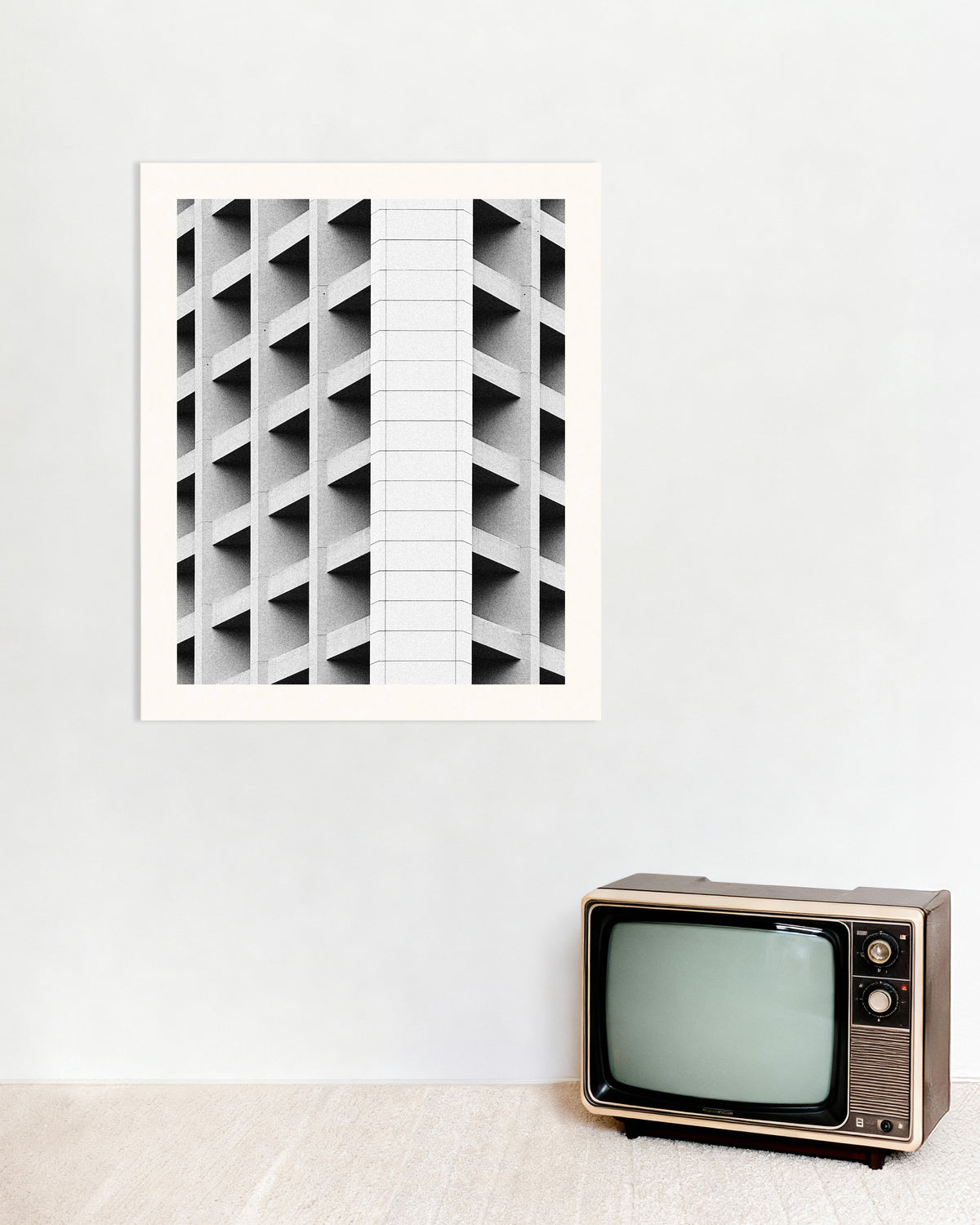 Poster „Kassettenfassade mit weißem Mittelstreifen“