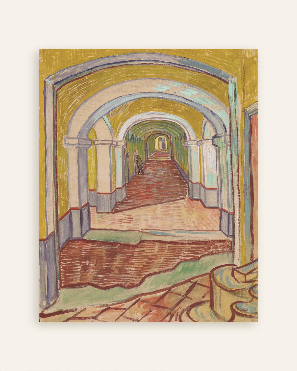 Poster mit „Korridor in der Heilanstalt (1889) von Vincent van Gogh“, Miniaturansicht