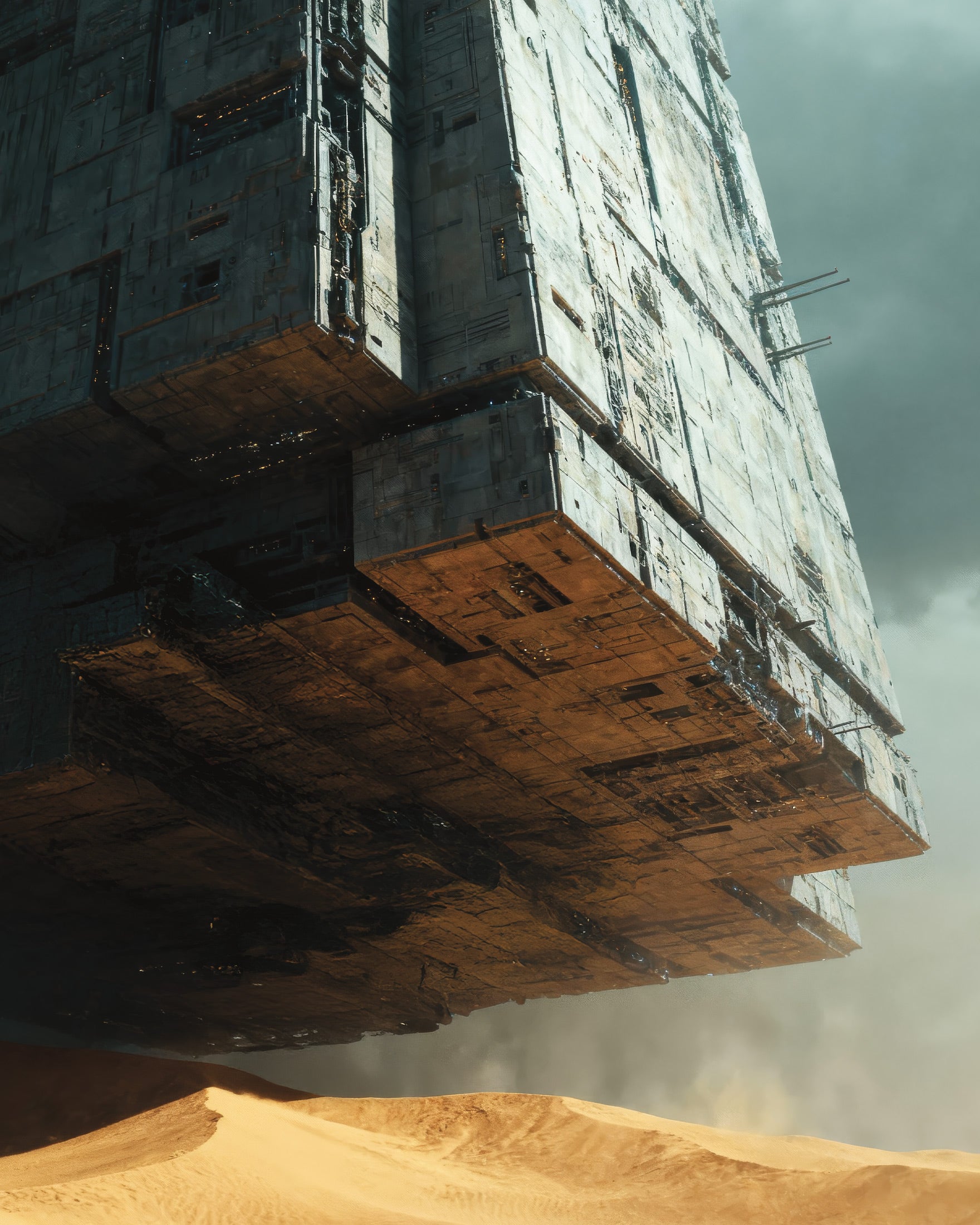 Schwebende Megastruktur Poster, Dune, Sci-Fi Wüsten Kunstdruck
