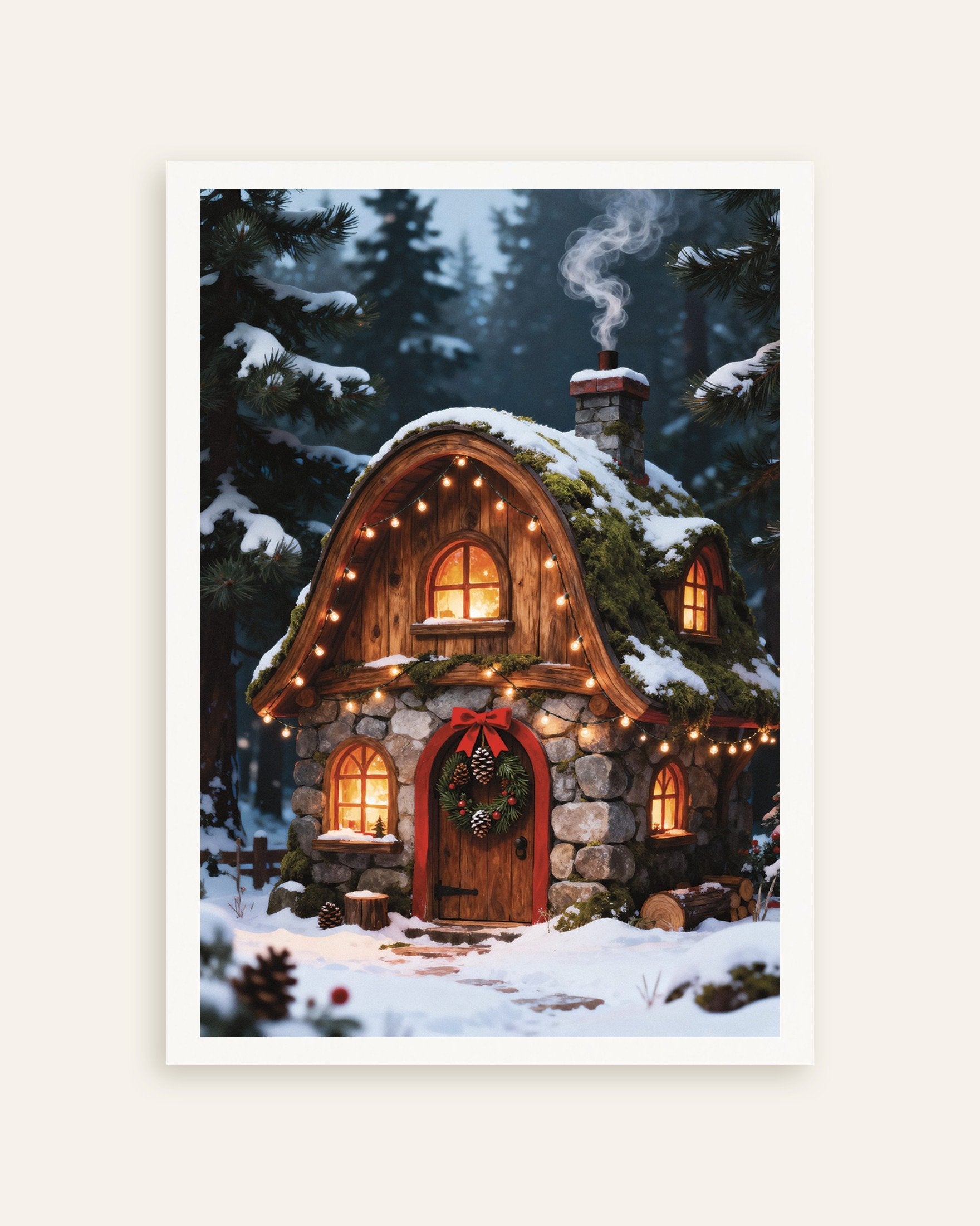 Poster of Elf cottage in the snowy forest poster, thumbnail