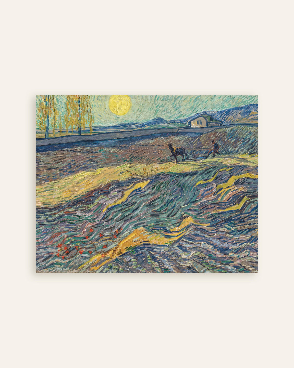 Poster „Eingeschlossenes Feld mit Pflüger (1889) von Vincent van Gogh“, Miniaturansicht