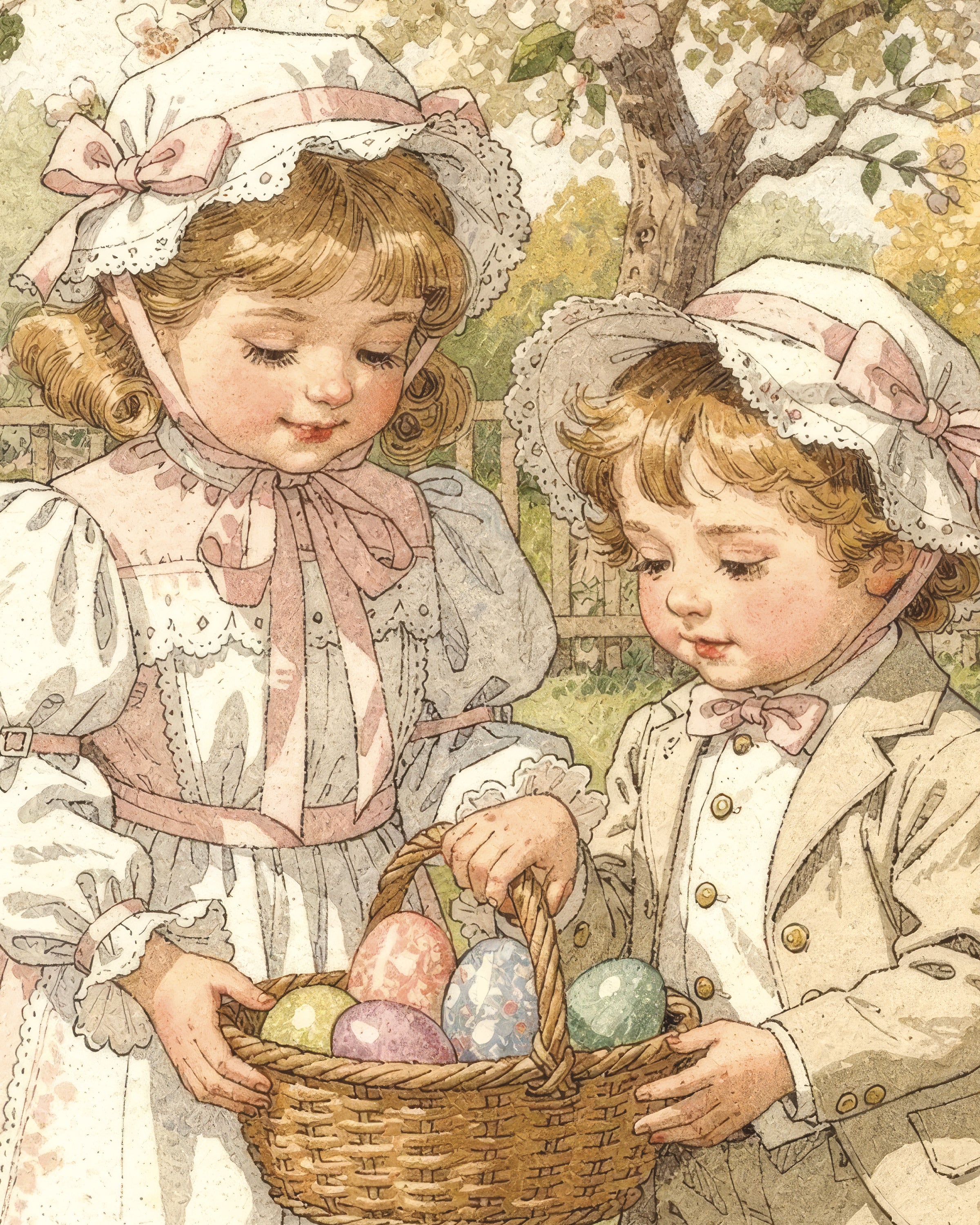 Frühlings-Eiersuche - Vintage Osterposter