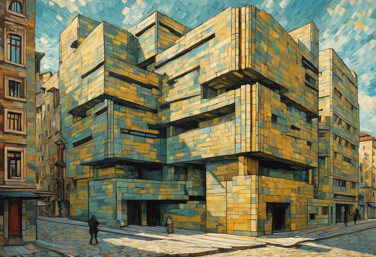 Gemälde, das die leidenschaftliche Turbulenz von Natur und menschlicher Emotion einfängt, Architektur - poster