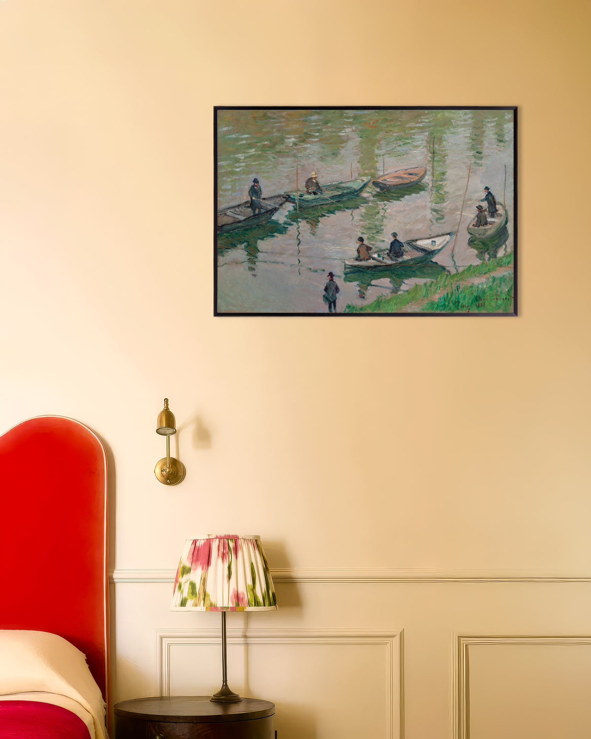 Poster Angler an der Seine bei Poissy (1882) von Claude Monet mit Metallrahmen