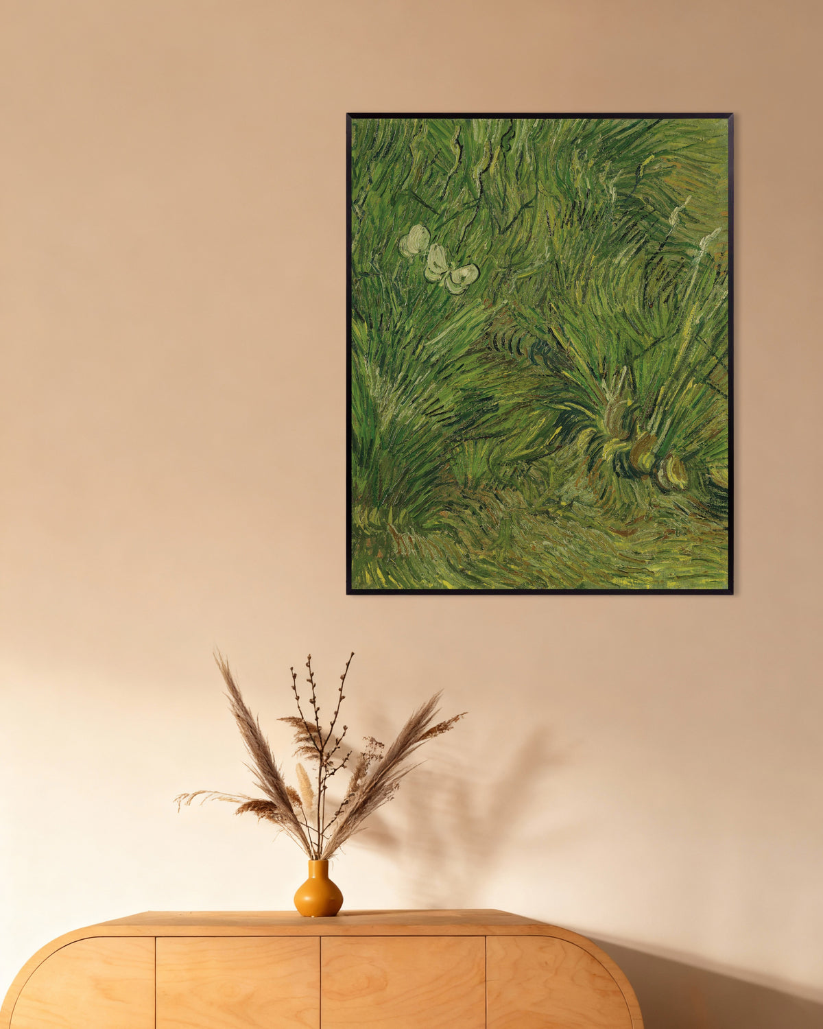 Poster „Garten mit Schmetterlingen (1889) von Vincent van Gogh“ mit Metallrahmen