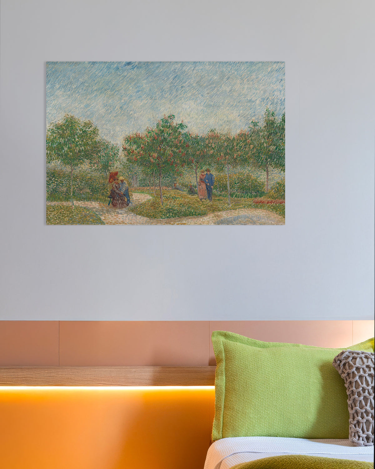 Poster mit „Garten mit sich umwerbenden Paaren, Square Saint-Pierre (1887) von Vincent van Gogh“