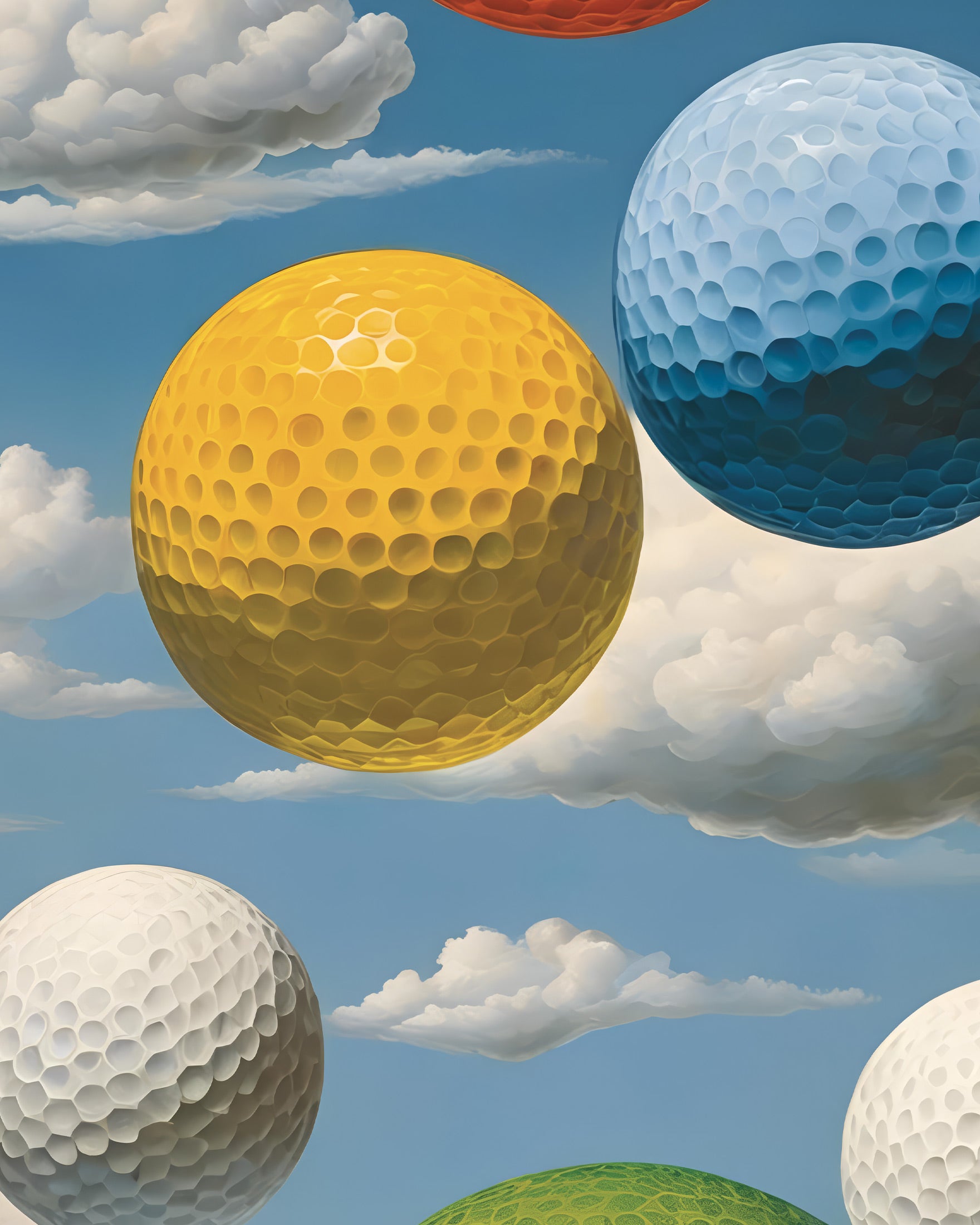 Golfwelten – Surrealer Himmel Kunstdruck