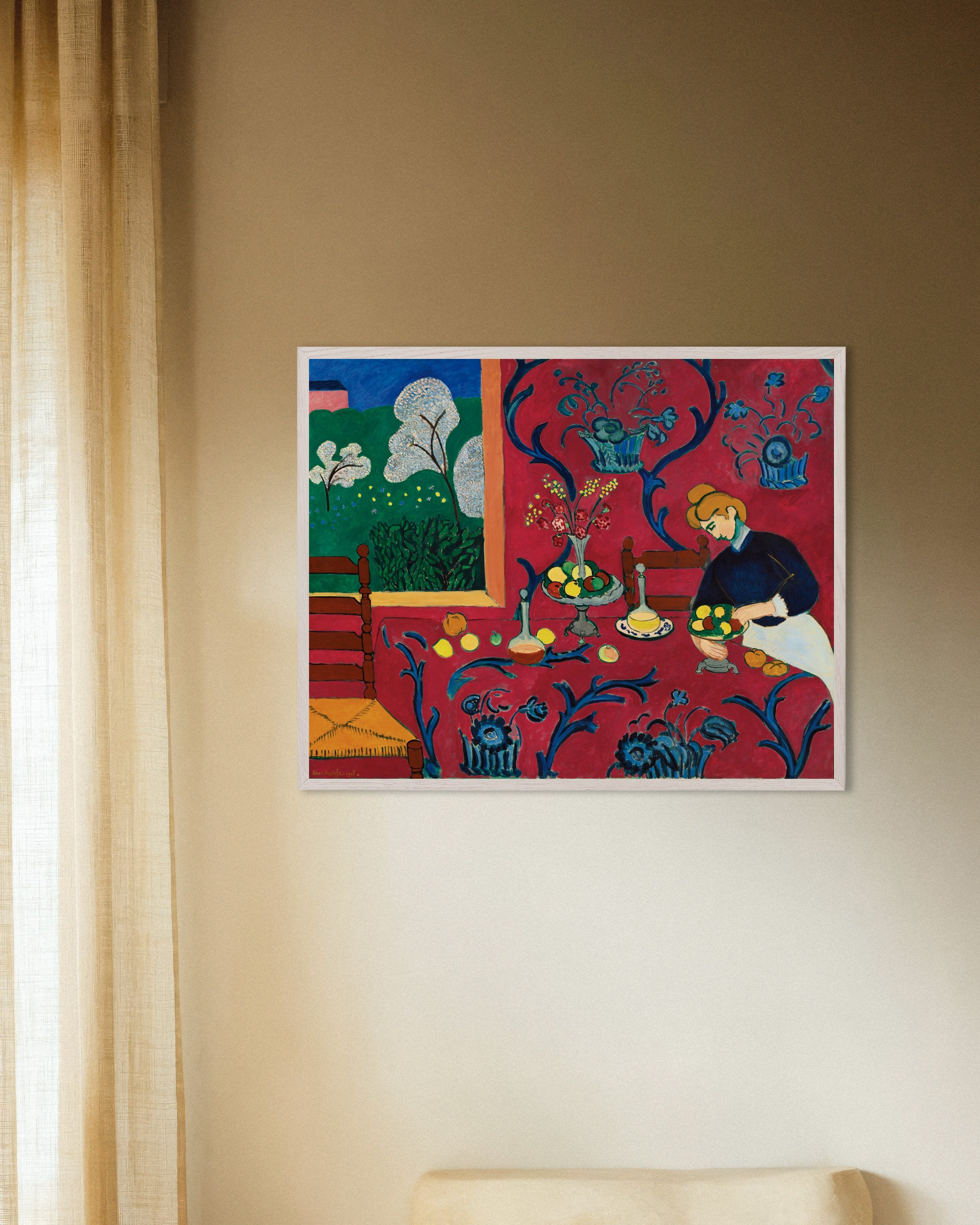 Poster of Harmony in Red (1908) by Henri Matisse - Poster, with white wooden frame
