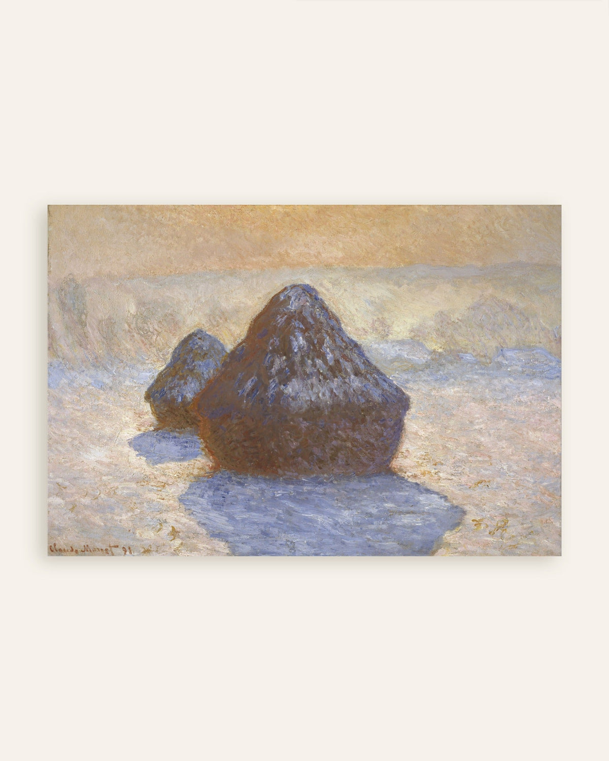 Poster Getreideschober, Schneeeffekt (1891) von Claude Monet, Vorschaubild
