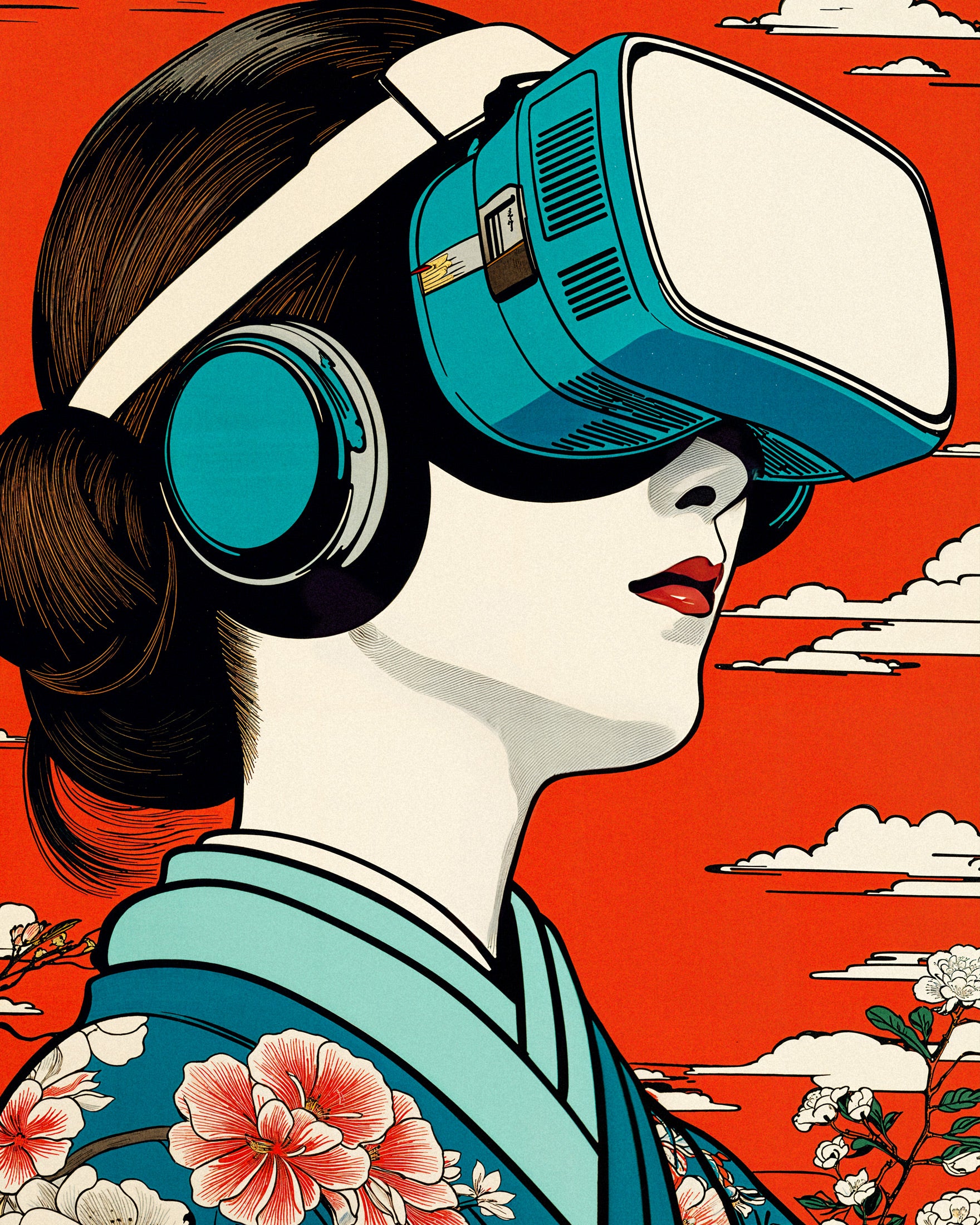 "Geisha VR" poster – Hiroshige Hommage x moderne Technik