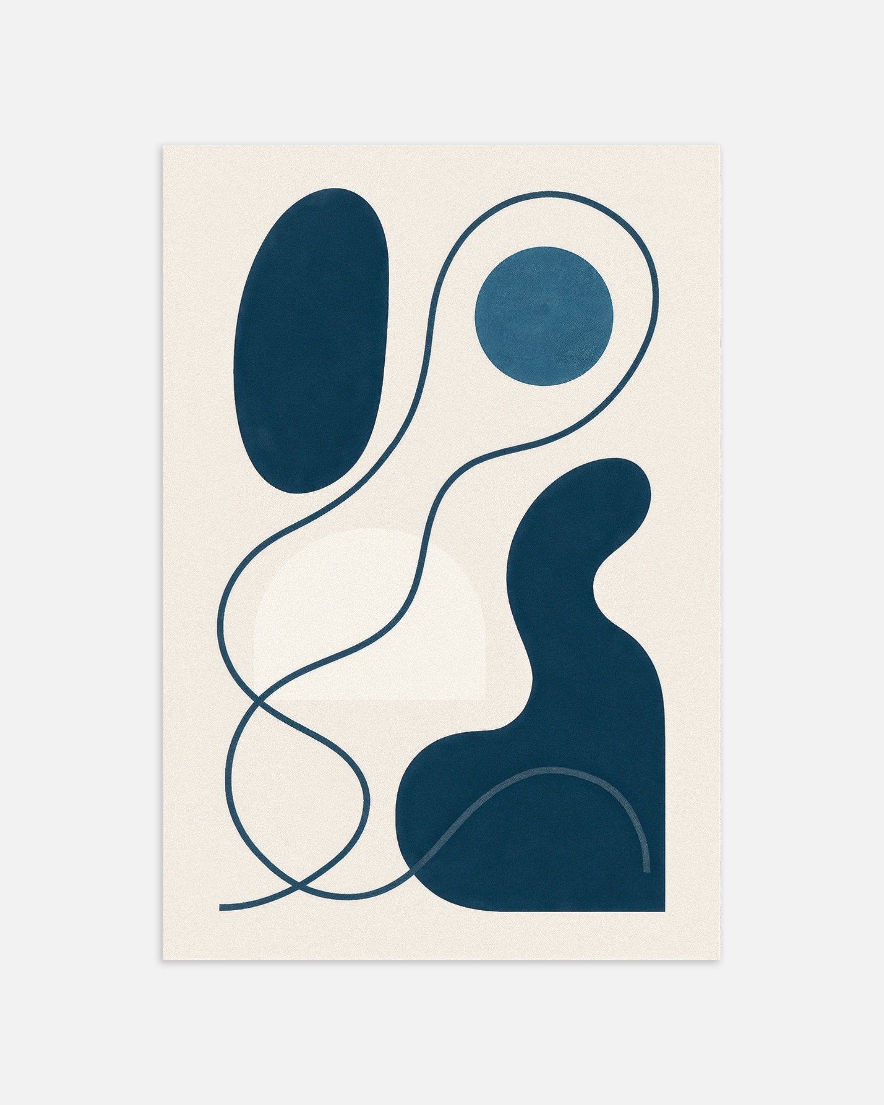 Poster of Inflections 01 – modern abstract line art in blue, thumbnail