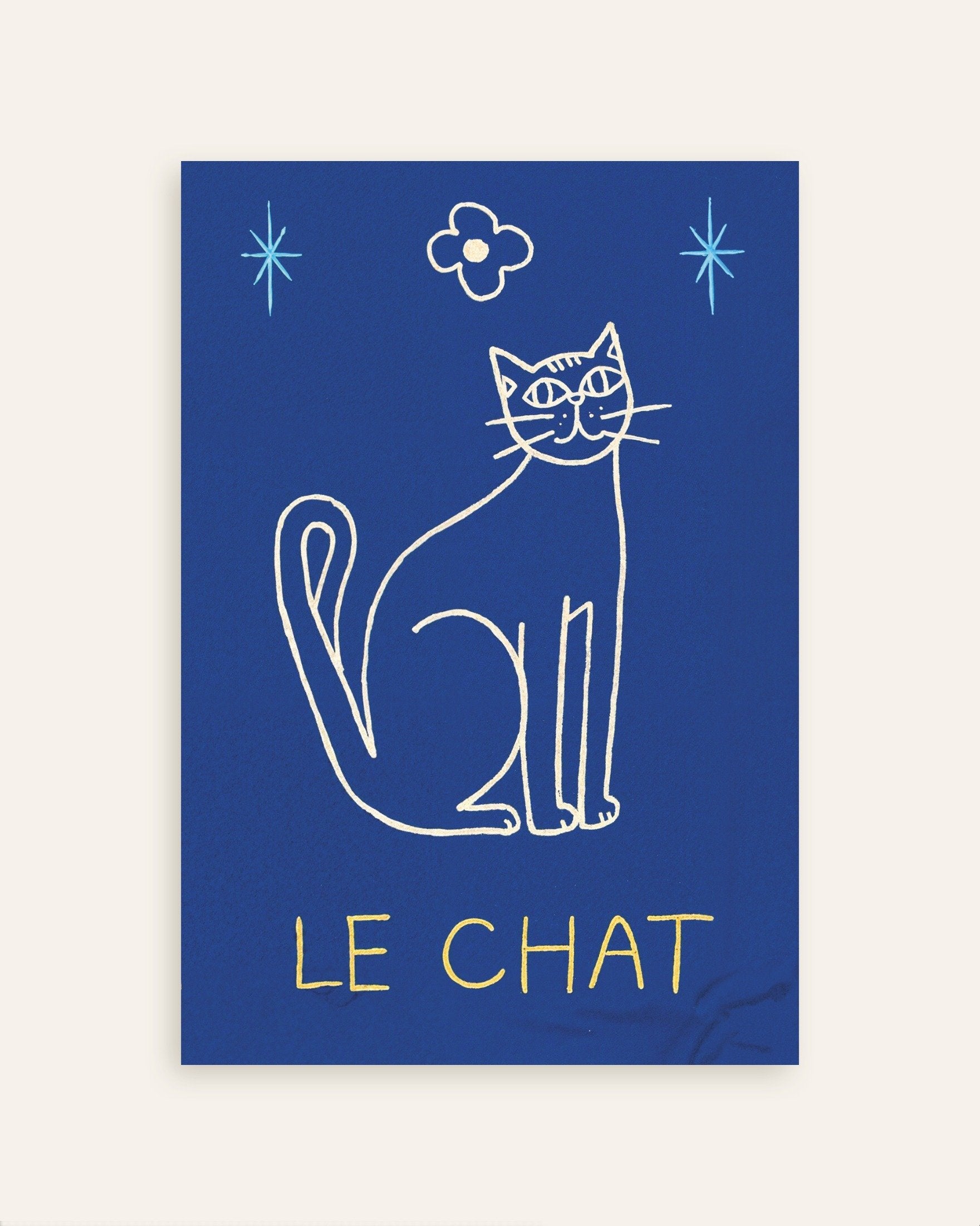 Poster of Le Chat - Blue Line Art Cat Poster, thumbnail