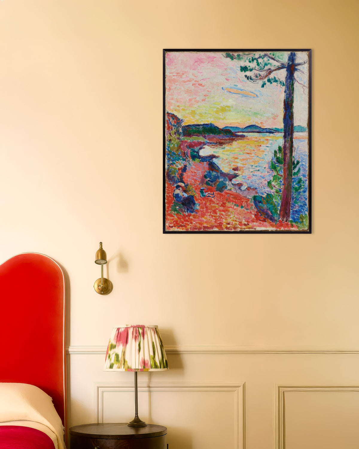 Poster mit dem Titel „Le Goûter, Der Golf von Saint-Tropez (1904) von Henri Matisse“, mit Metallrahmen