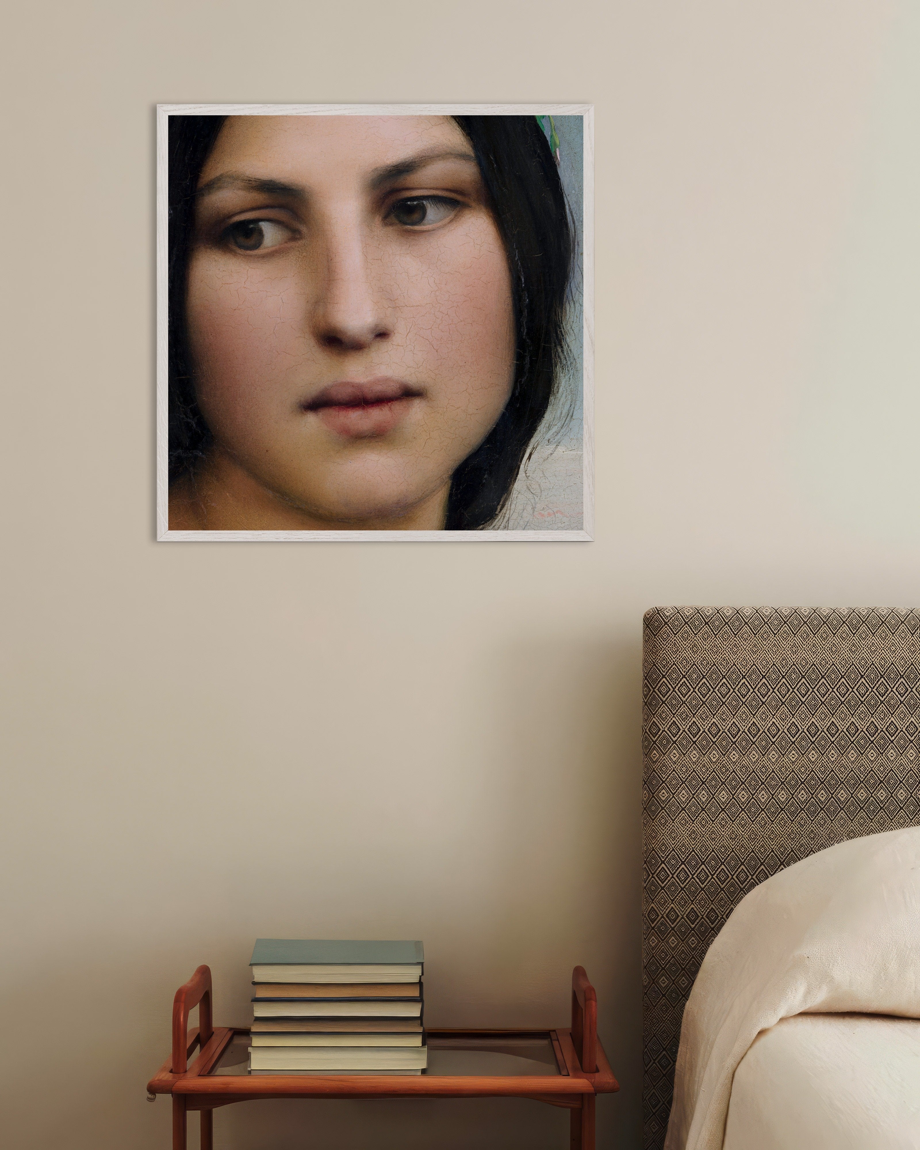 Poster of Louis Janmot "Fleur des Champs" Portrait Detail Poster, with white wooden frame