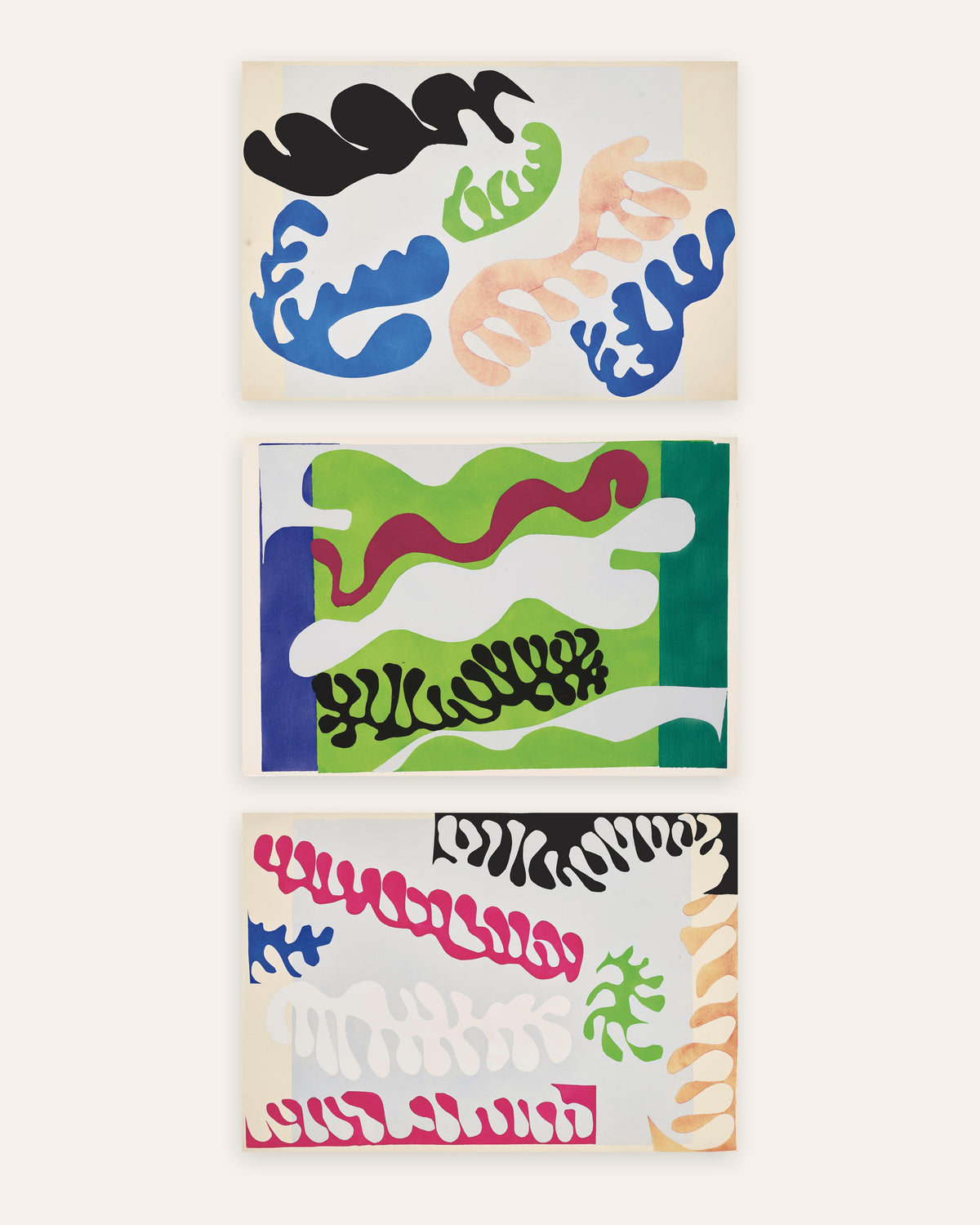 Matisse Jazz Poster 3er-Set: Die Lagune in Blau, Grün und Rosa, ohne Rahmen