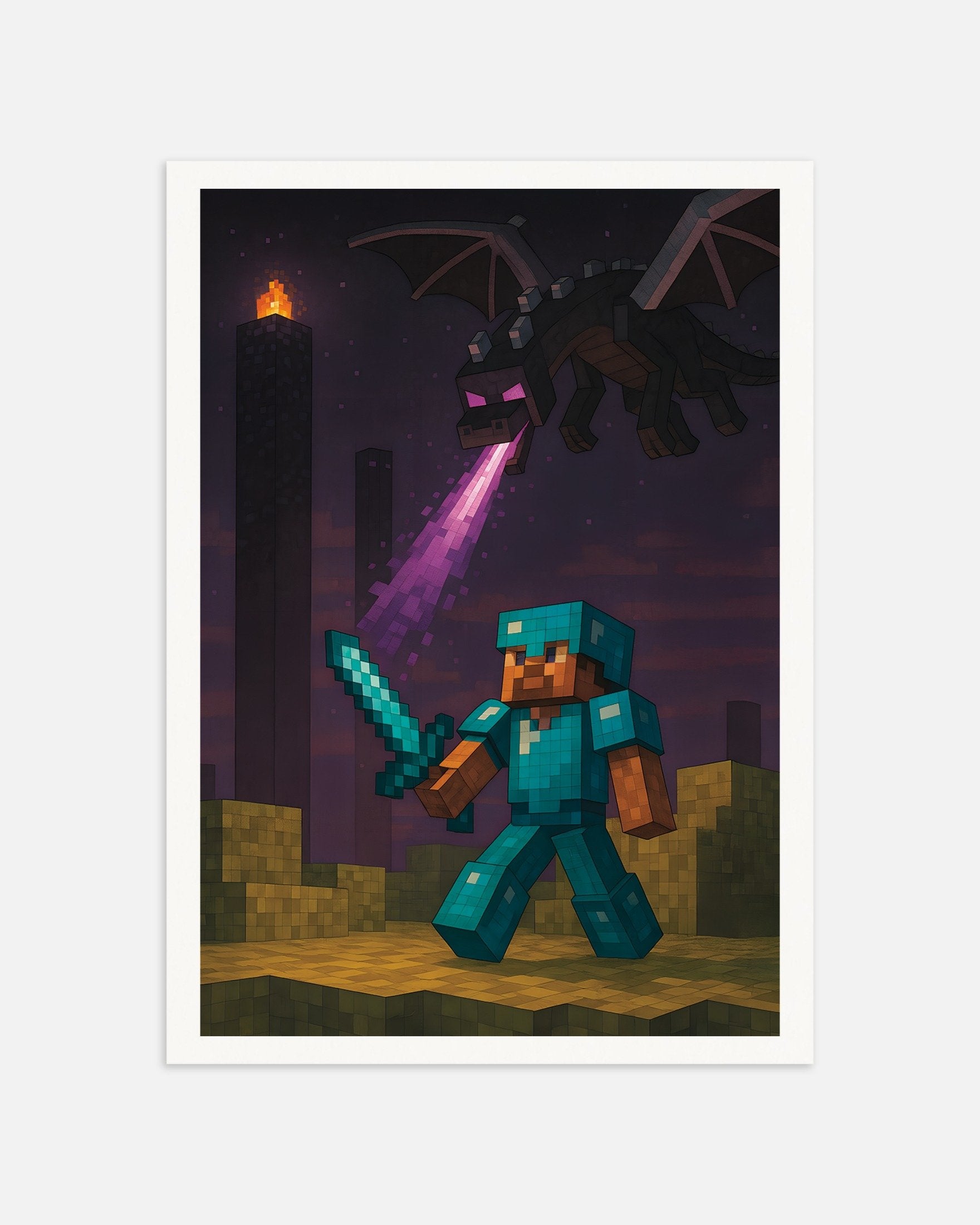 Poster of Minecraft Ender Dragon Battle – knight vs. dragon poster, thumbnail