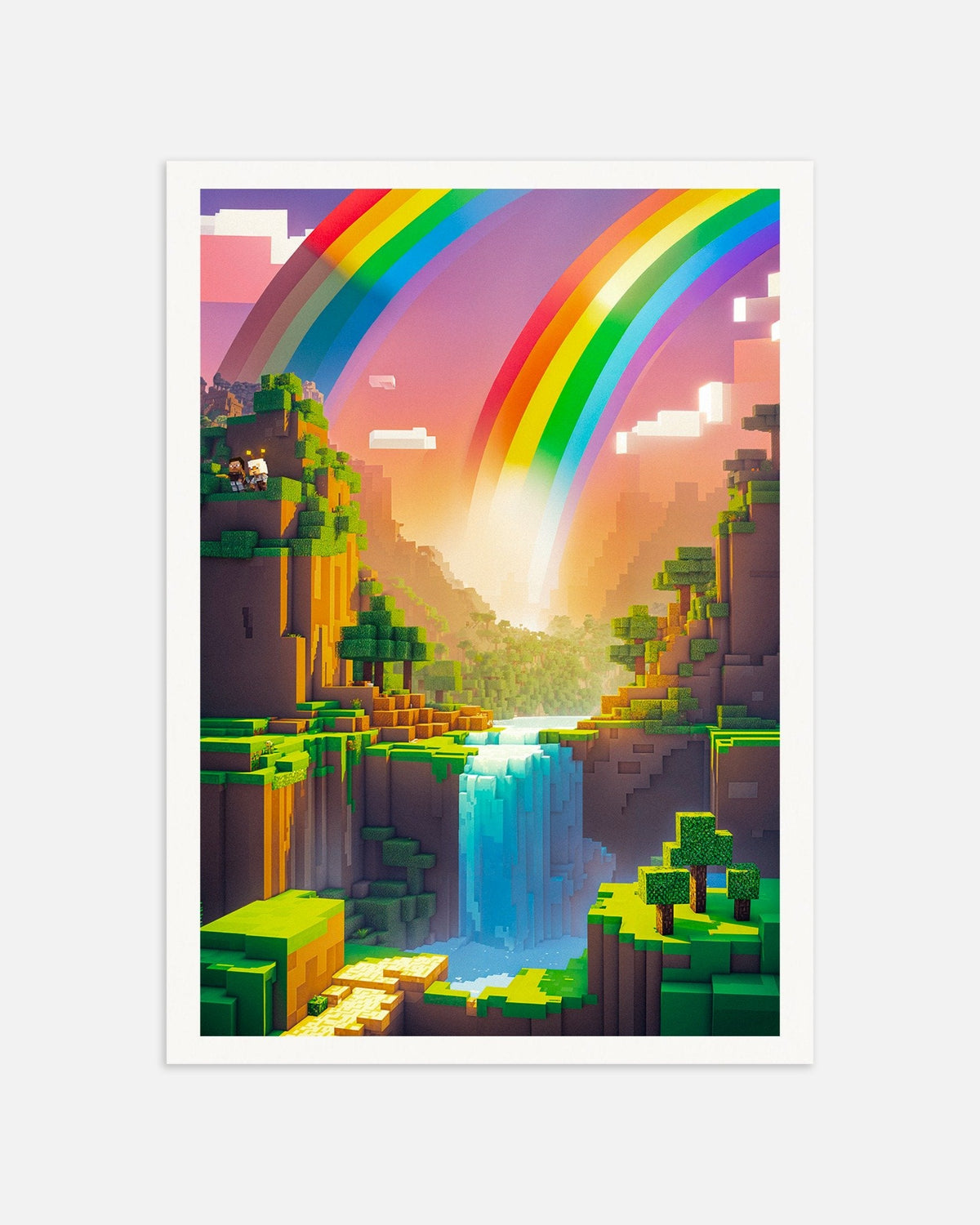 Poster „Regenbogen-Pixeltal – Fantasielandschaft“, Miniaturansicht